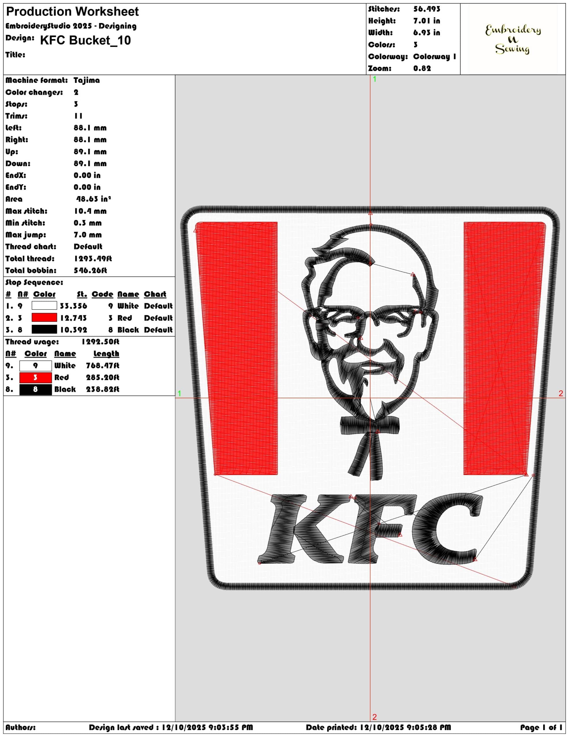 KFC Bucket- Elegant embroidery design file - instant download — view 3