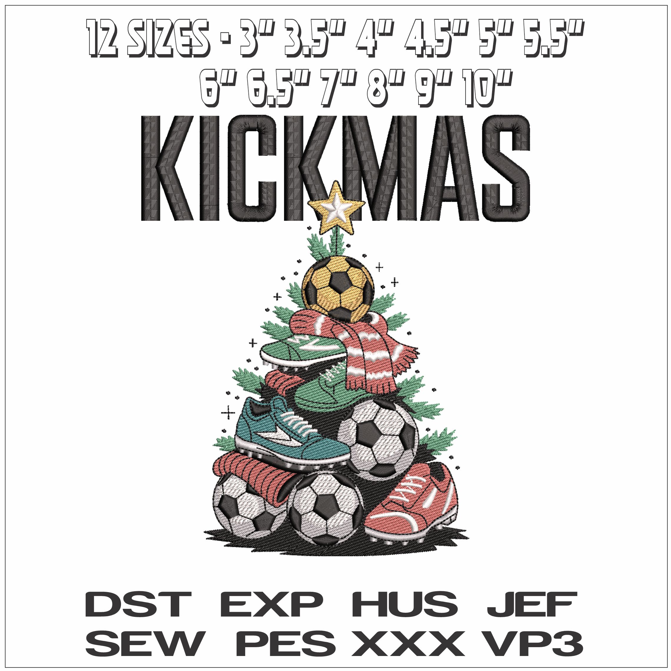 Kickmas Tree- Elegant embroidery design file - instant download — view 2