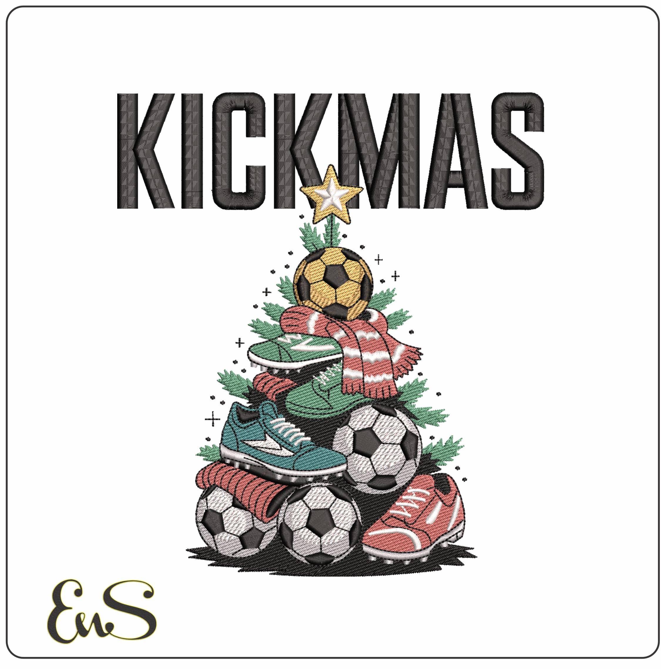 Kickmas Tree- Elegant embroidery design file - instant download