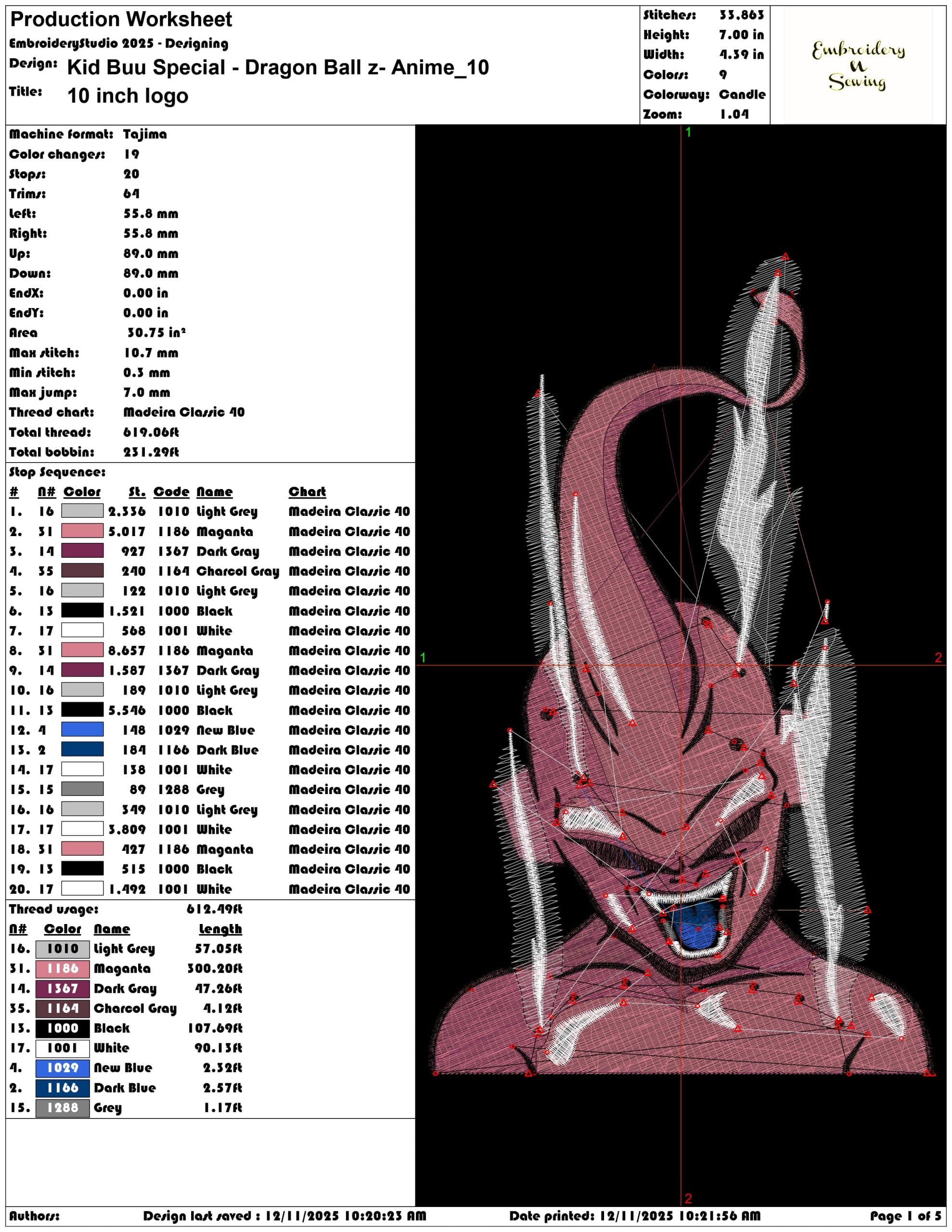 Kid Buu Special Dragon Ball z Anime- Elegant embroidery design file - instant download — view 3