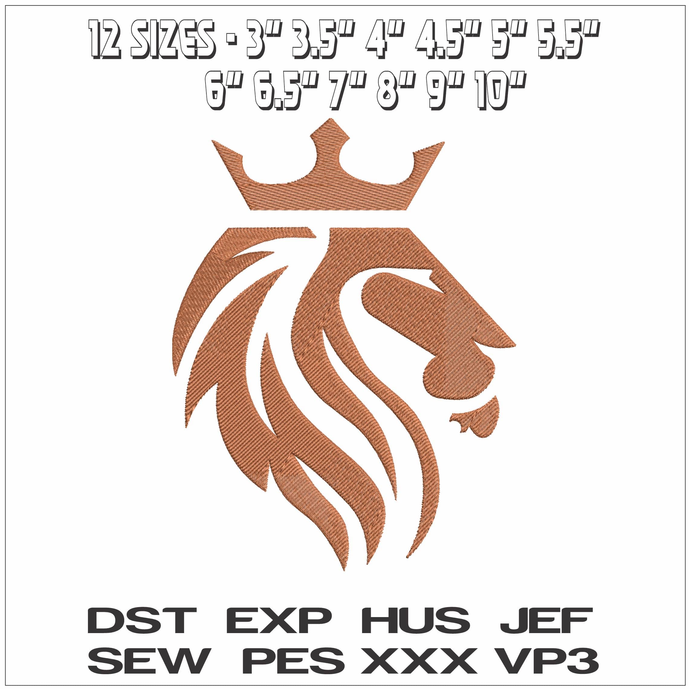 King of Beasts Lion- Elegant embroidery design file - instant download — view 2