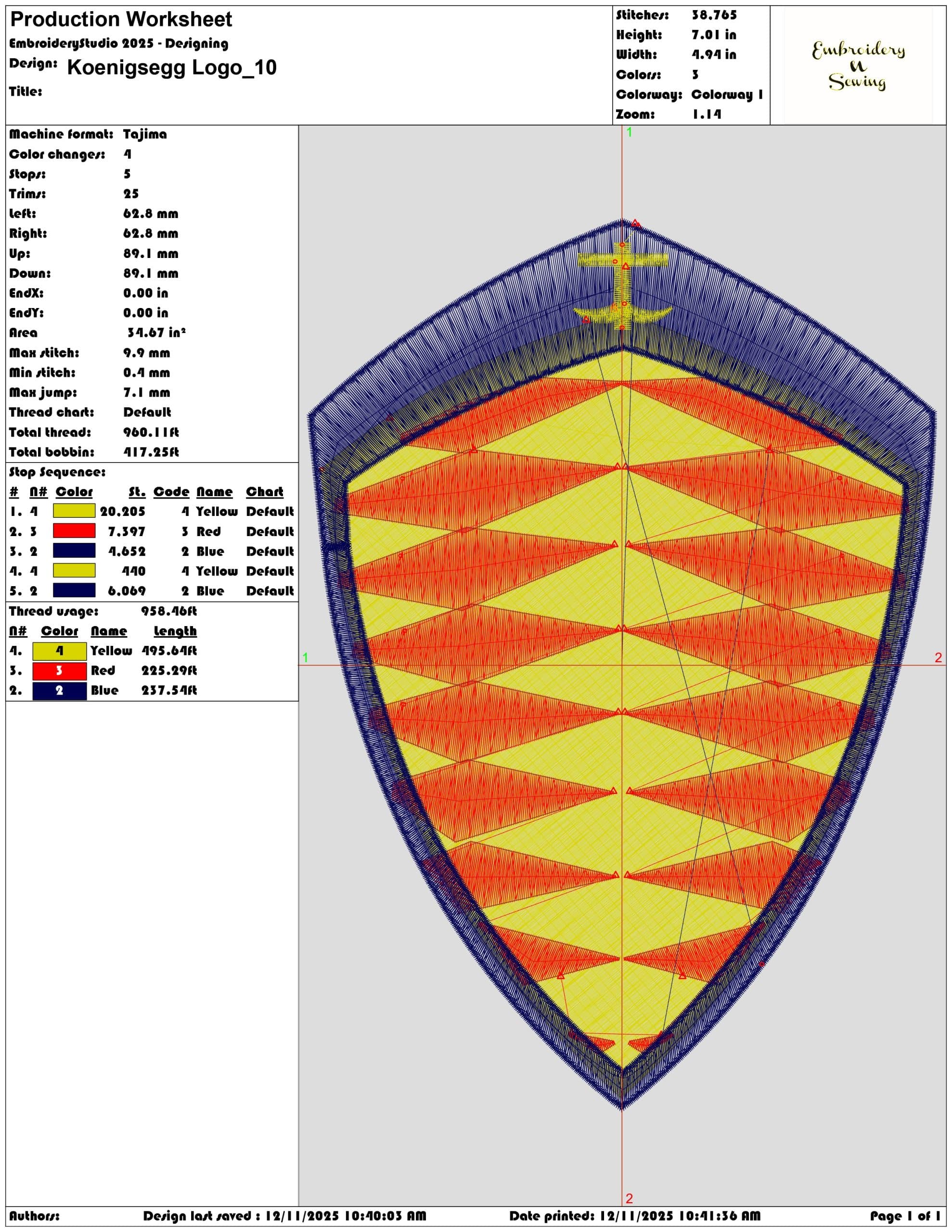 Koenigsegg Logo- Elegant embroidery design file - instant download — view 3
