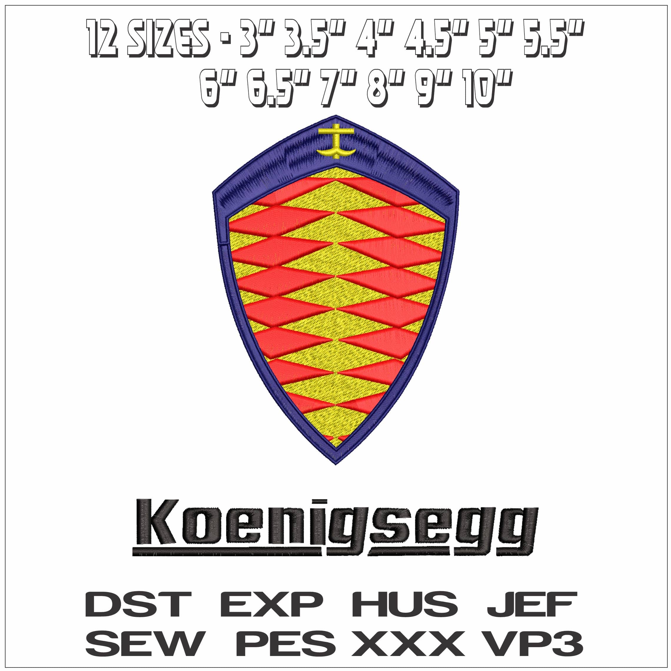 Koenigsegg With Name- Elegant embroidery design file - instant download — view 2
