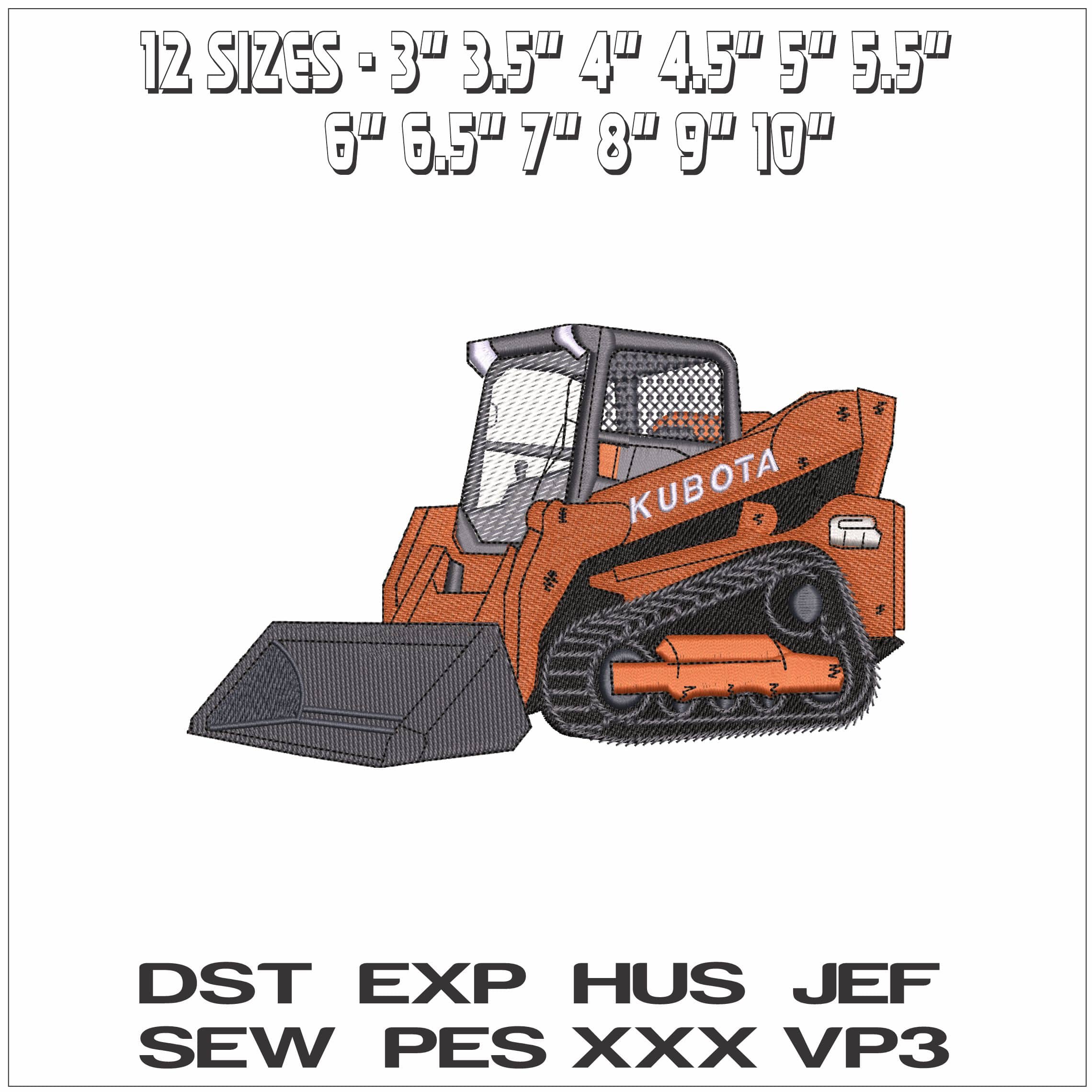 Kubota Mini Digger- Elegant embroidery design file - instant download — view 2