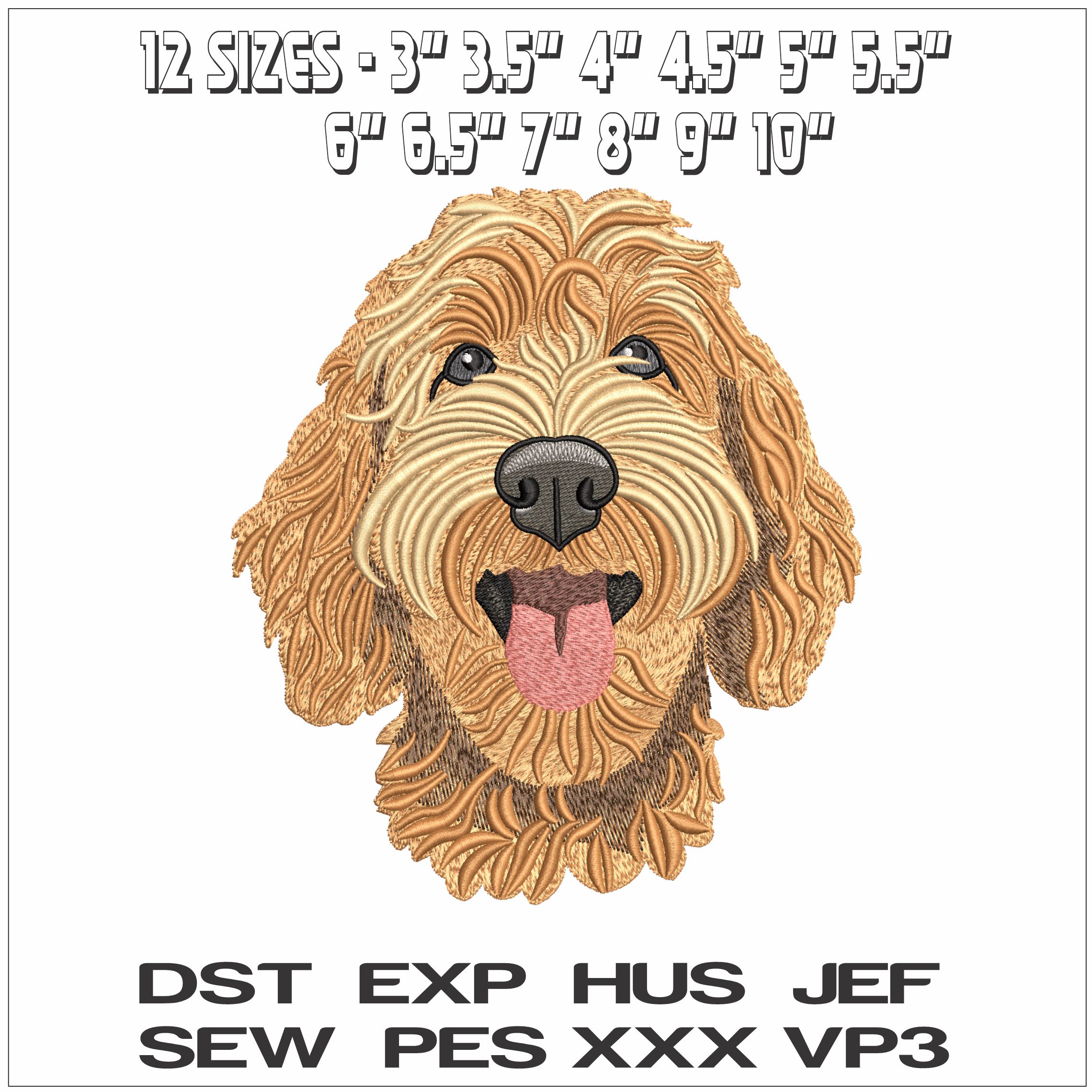 LabraPoodle Dog Head- Elegant embroidery design file - instant download — view 2
