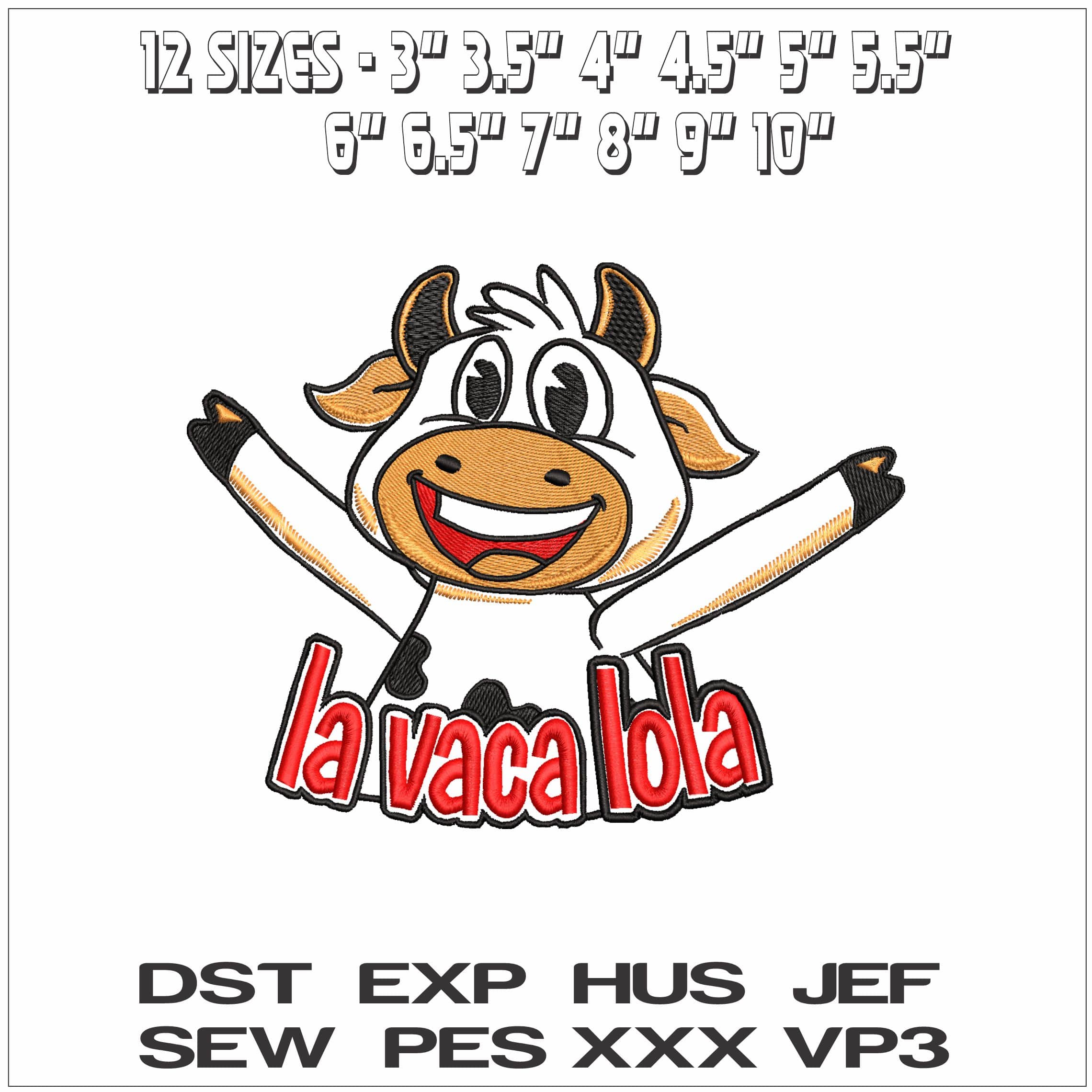 La vaca lola Cow- Elegant embroidery design file - instant download — view 2