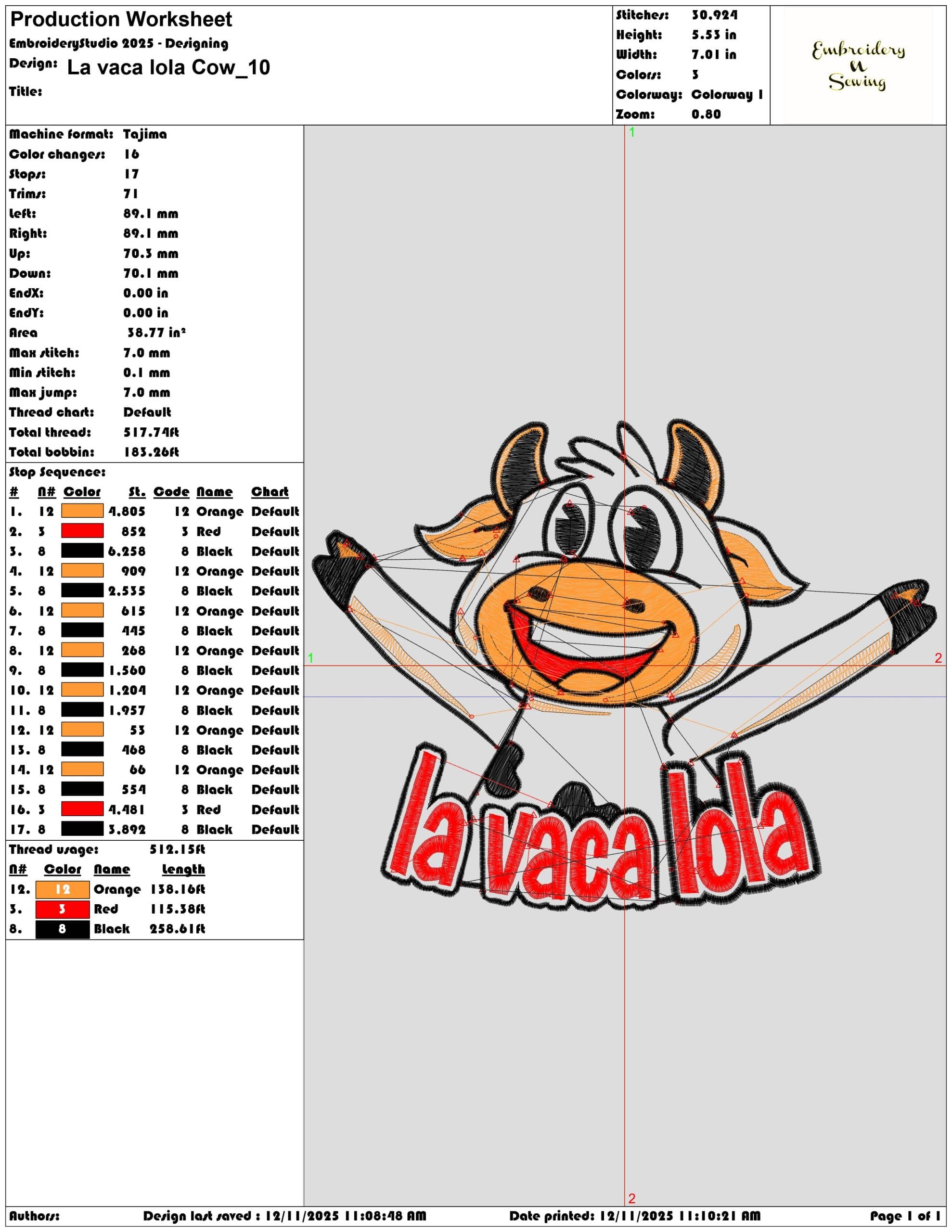 La vaca lola Cow- Elegant embroidery design file - instant download — view 3