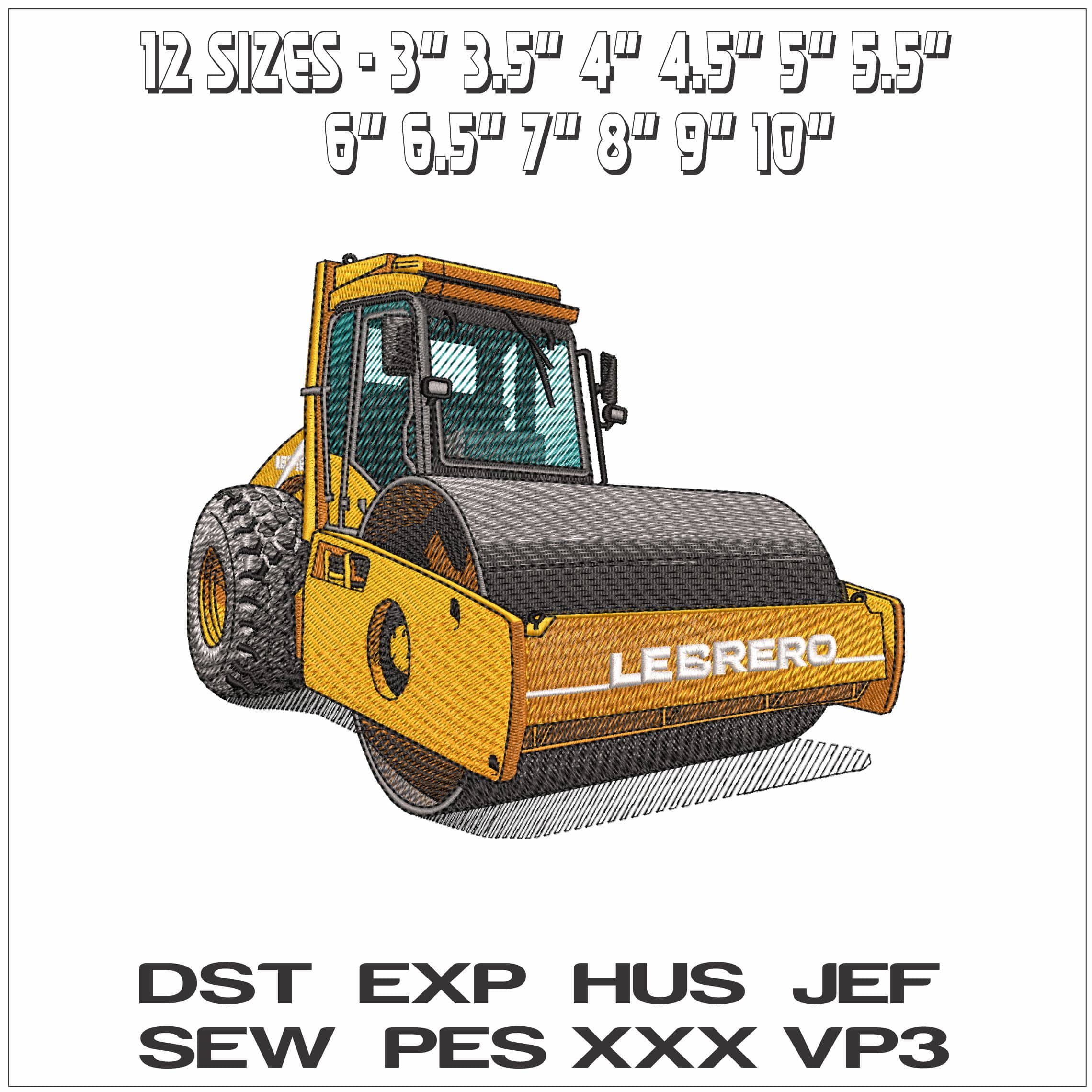 Lebrero Road Roller- Elegant embroidery design file - instant download — view 2