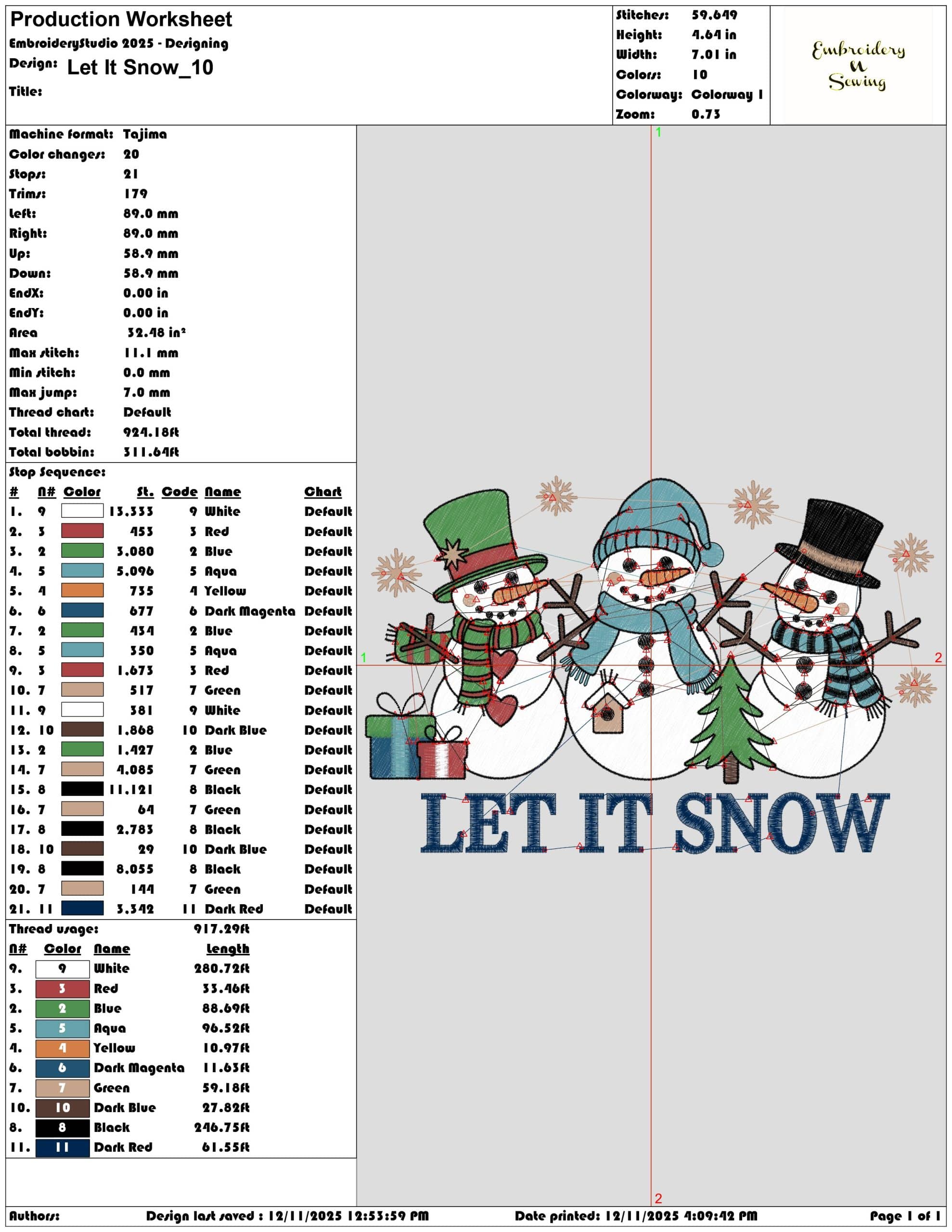 Let It Snow- Elegant embroidery design file - instant download — view 3