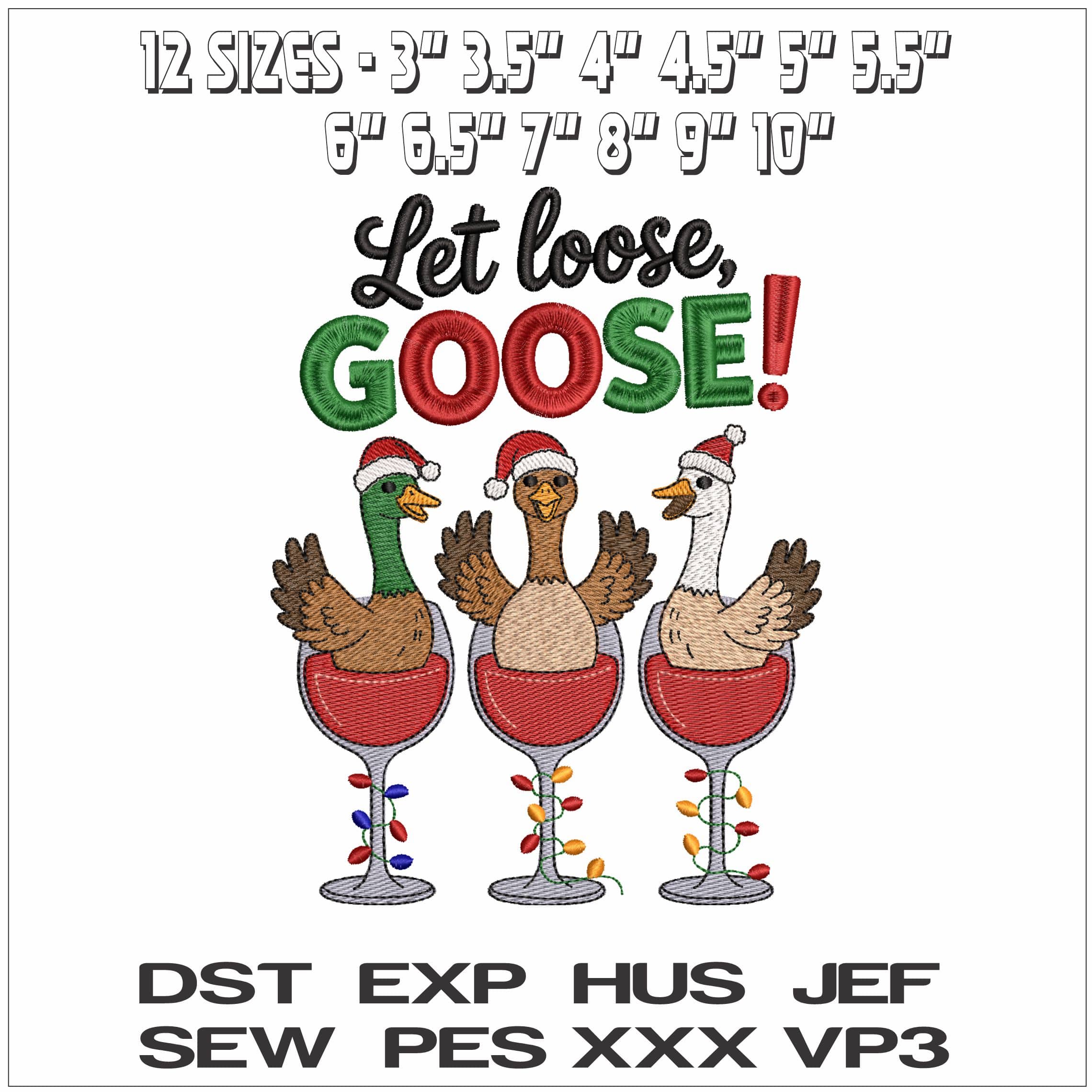 Let Loose Goose- Elegant embroidery design file - instant download — view 2