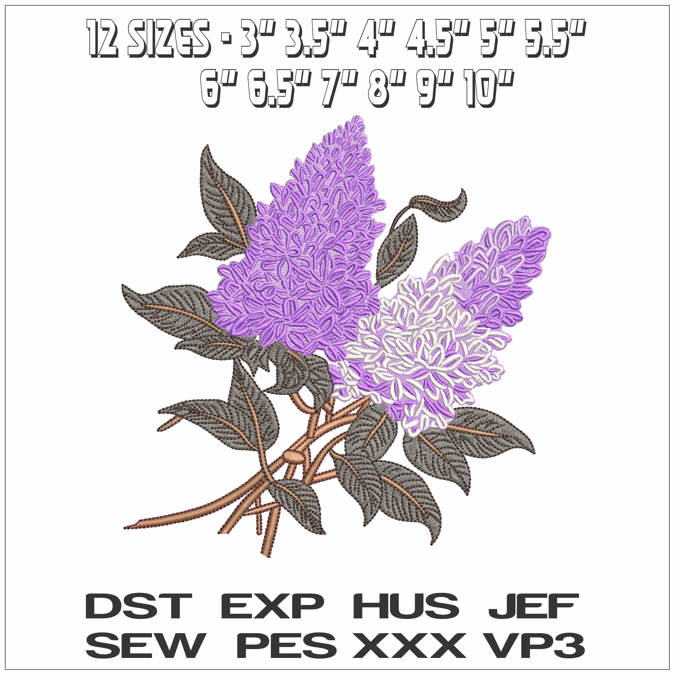 Lilac flower- Elegant embroidery design file - instant download — view 2