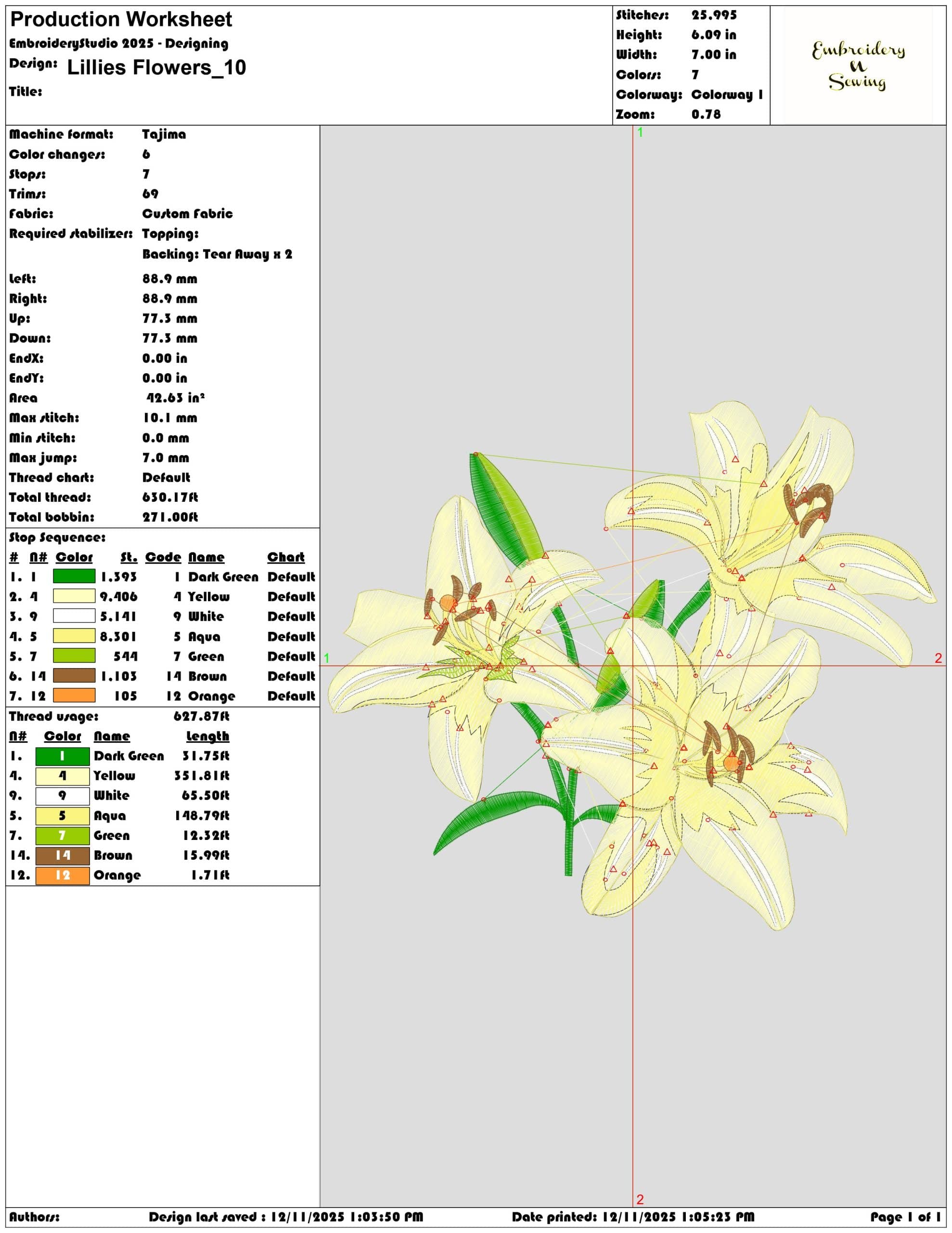 Lillies Flowers- Elegant embroidery design file - instant download — view 3
