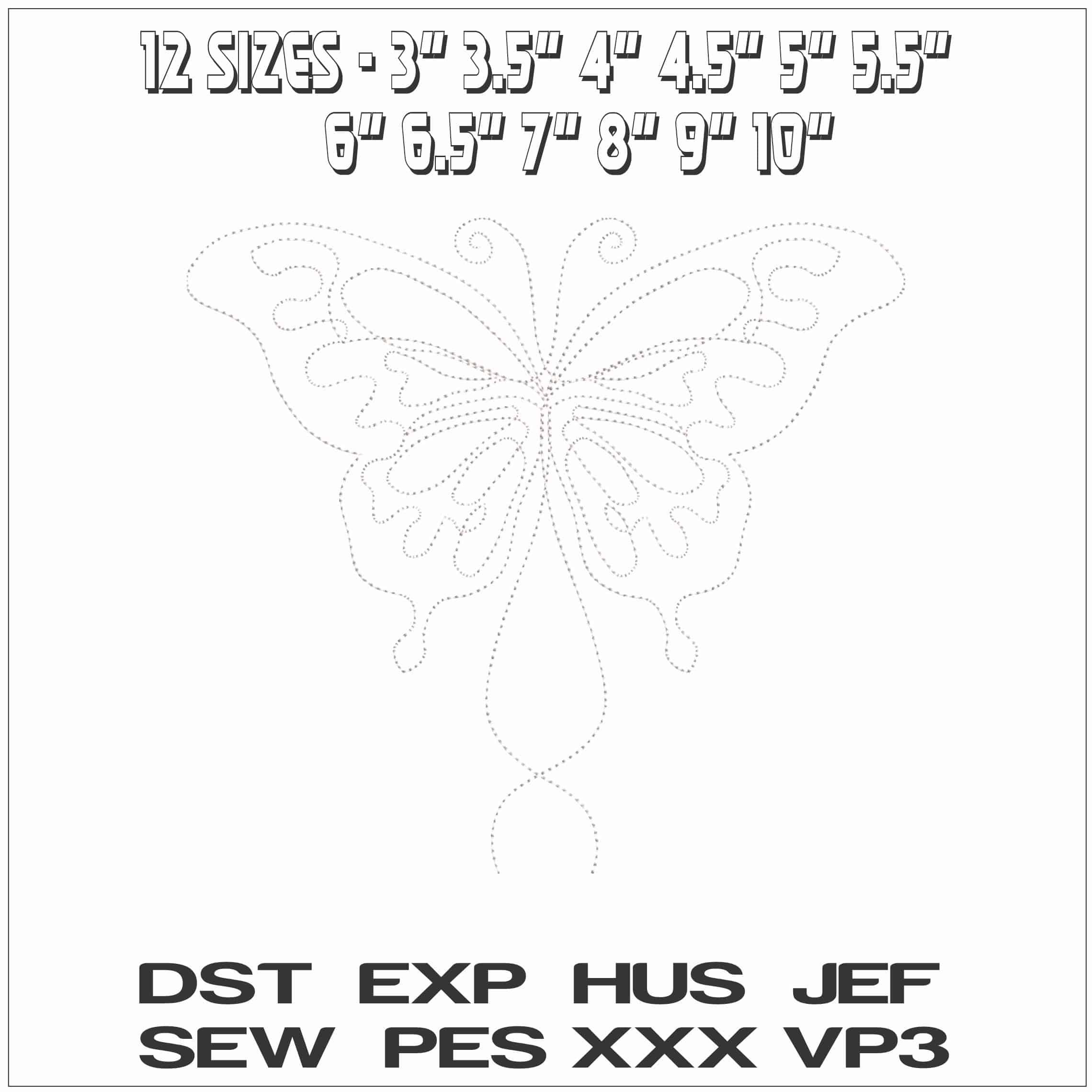 Line Butterfly- Elegant embroidery design file - instant download — view 2