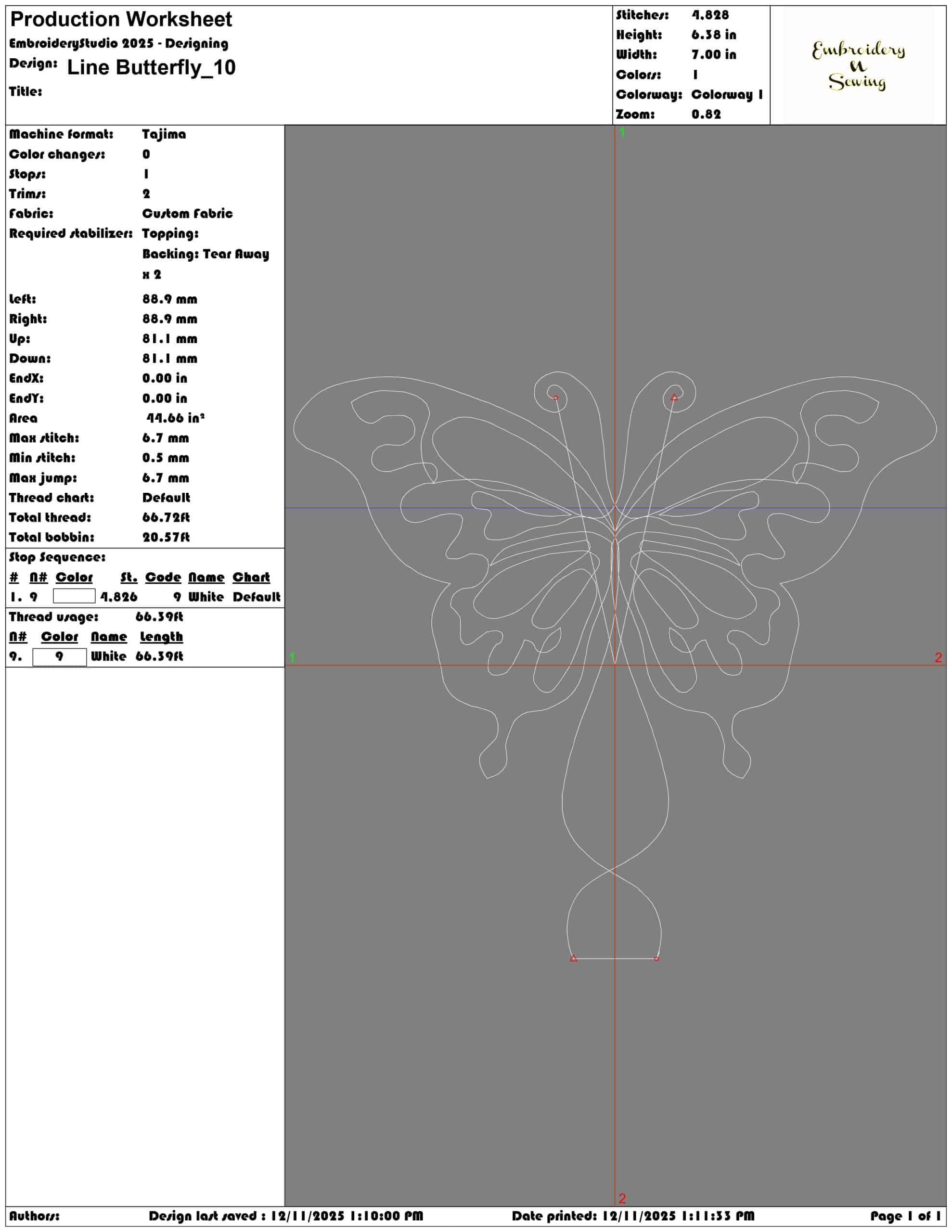 Line Butterfly- Elegant embroidery design file - instant download — view 3