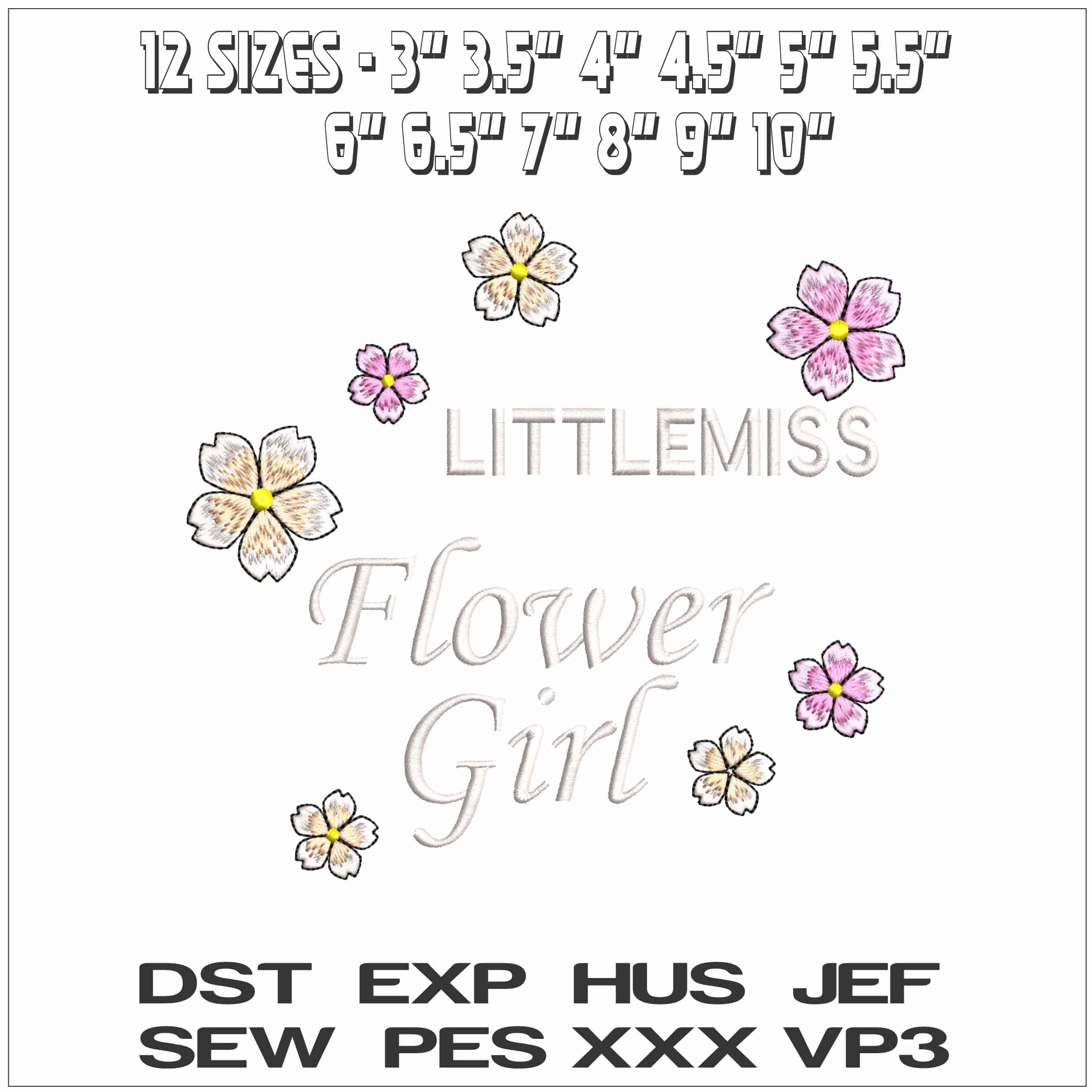 Little Miss Flower Girl- Elegant embroidery design file - instant download — view 2