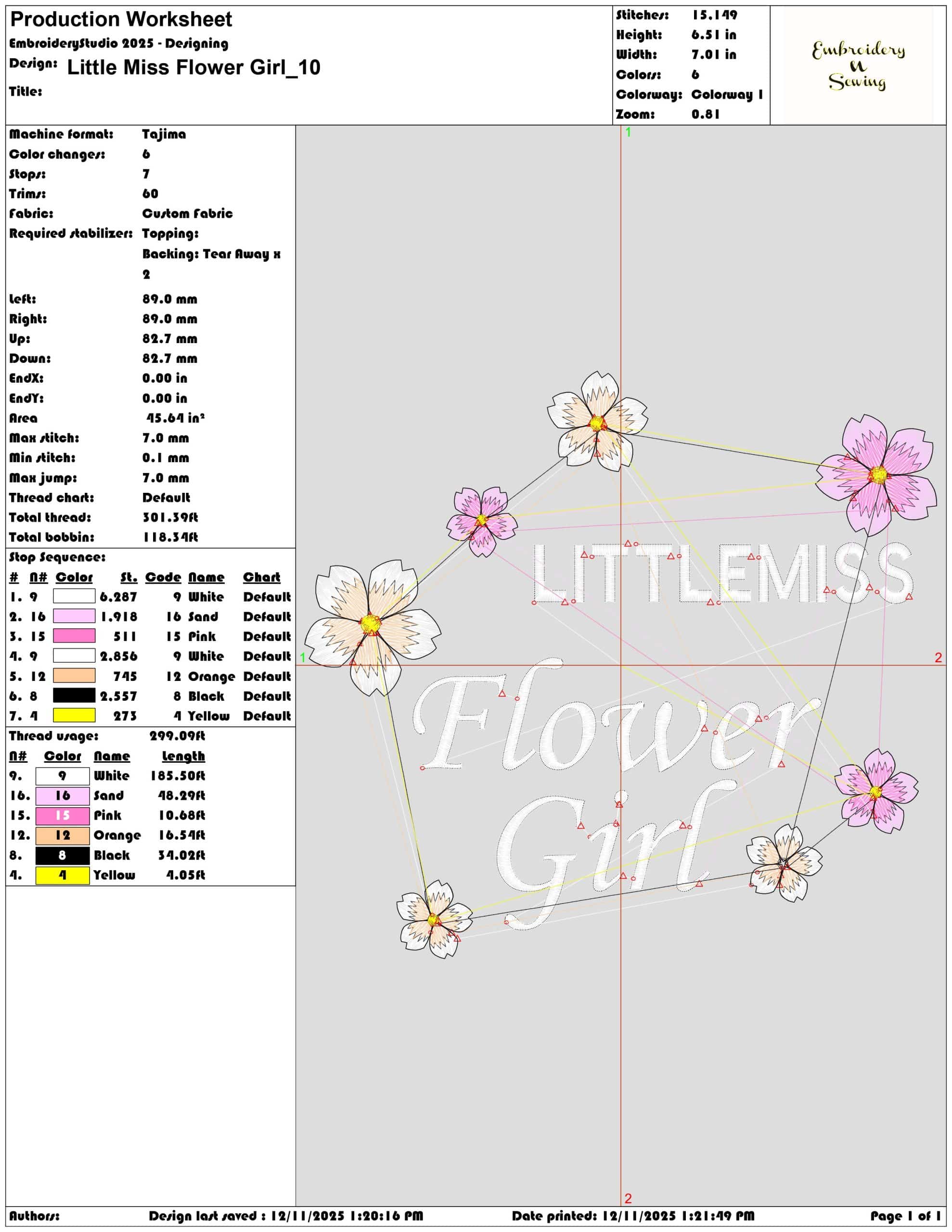 Little Miss Flower Girl- Elegant embroidery design file - instant download — view 3