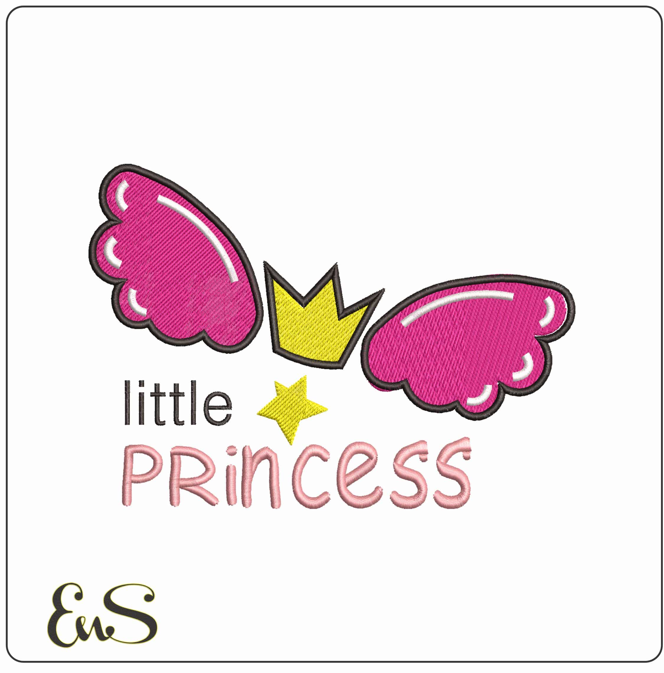 Little Princess with angel wings- Elegant embroidery design file - instant download