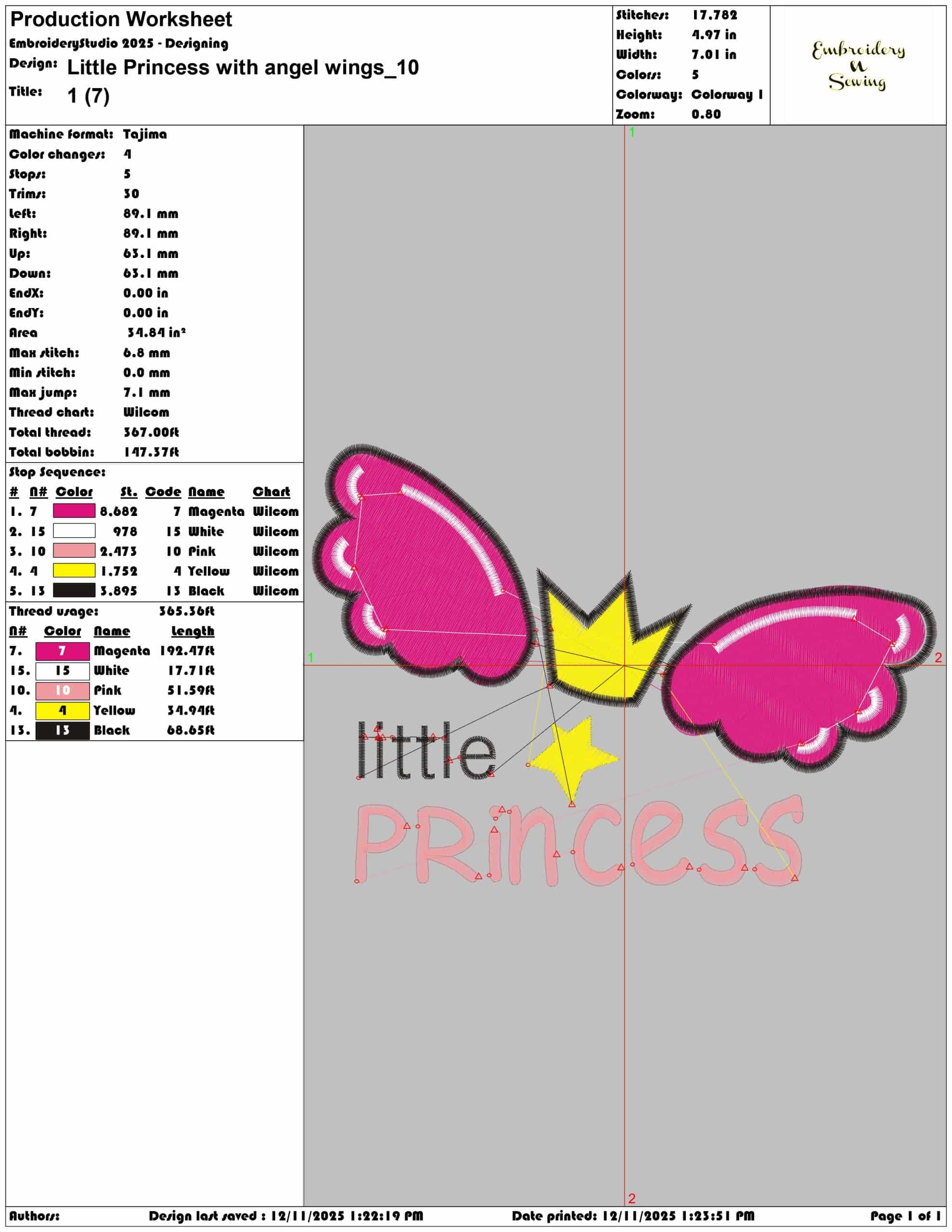 Little Princess with angel wings- Elegant embroidery design file - instant download — view 3