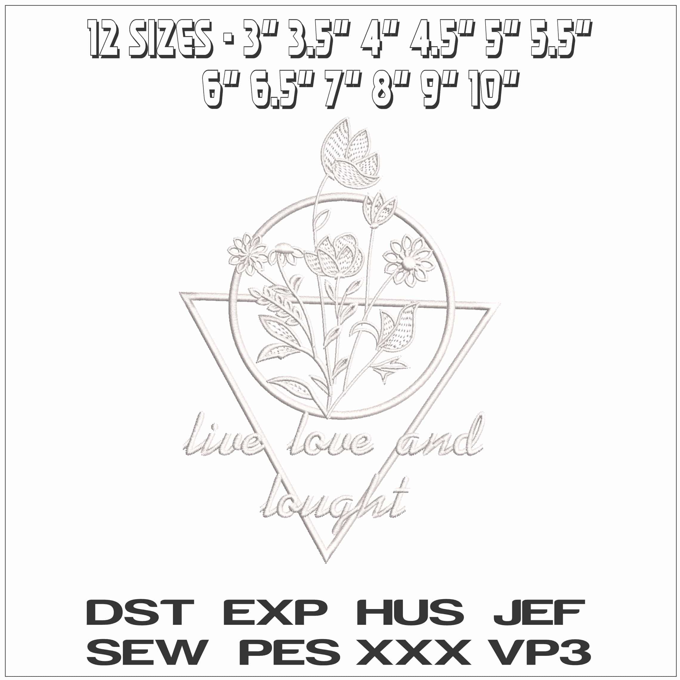 Live Love and Lought- Elegant embroidery design file - instant download — view 2