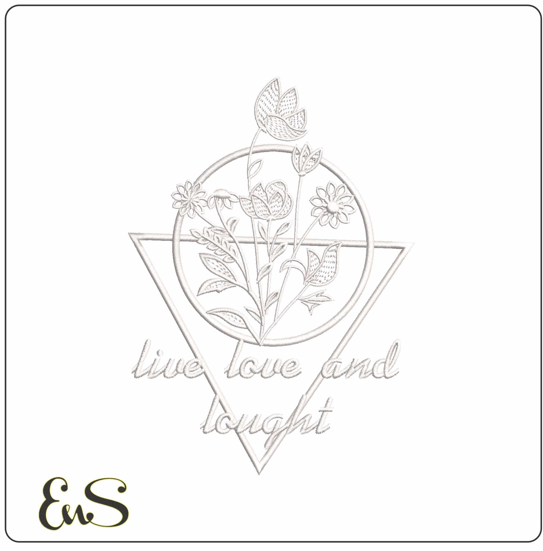 Live Love and Lought- Elegant embroidery design file - instant download