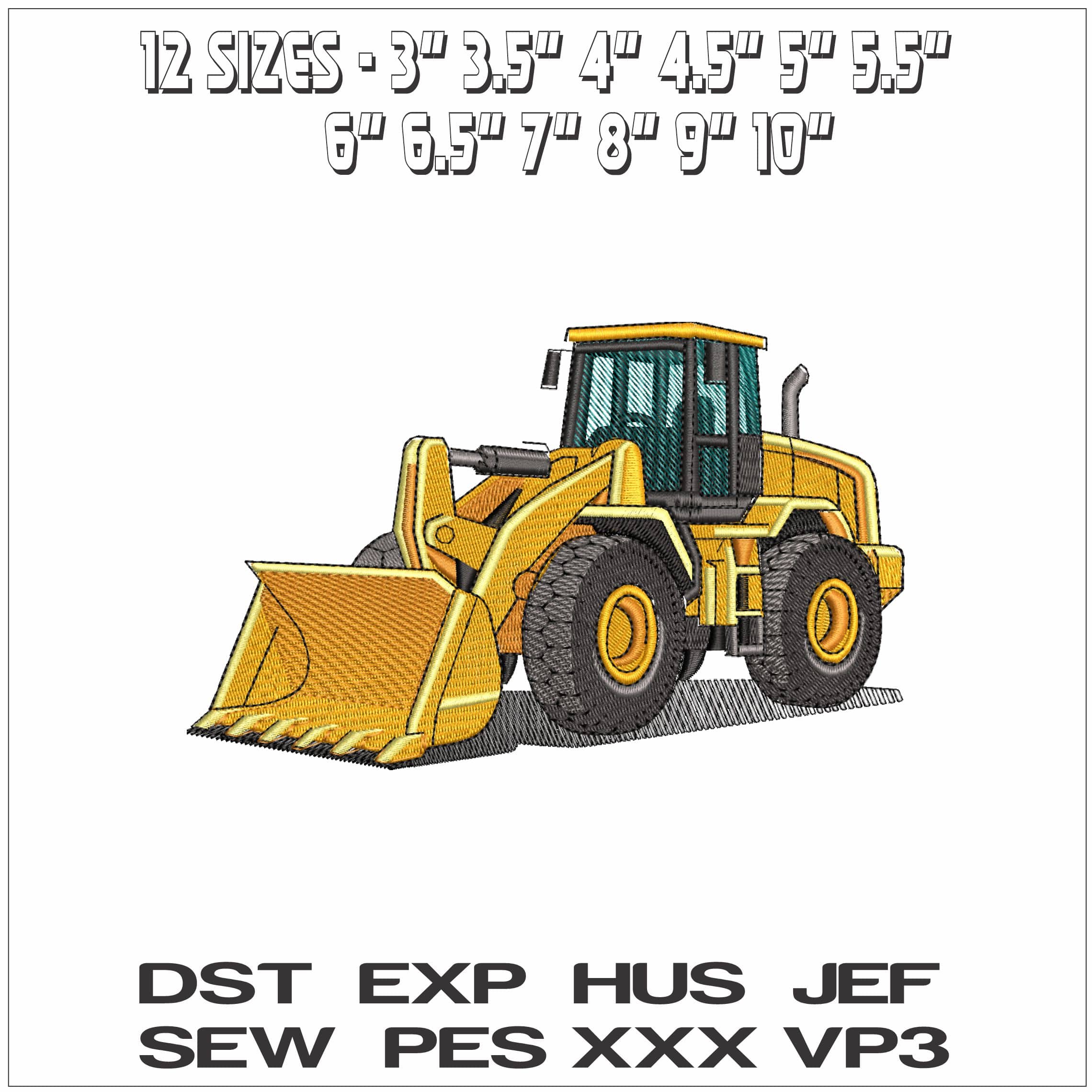 Loader Tractor Truck- Elegant embroidery design file - instant download — view 2