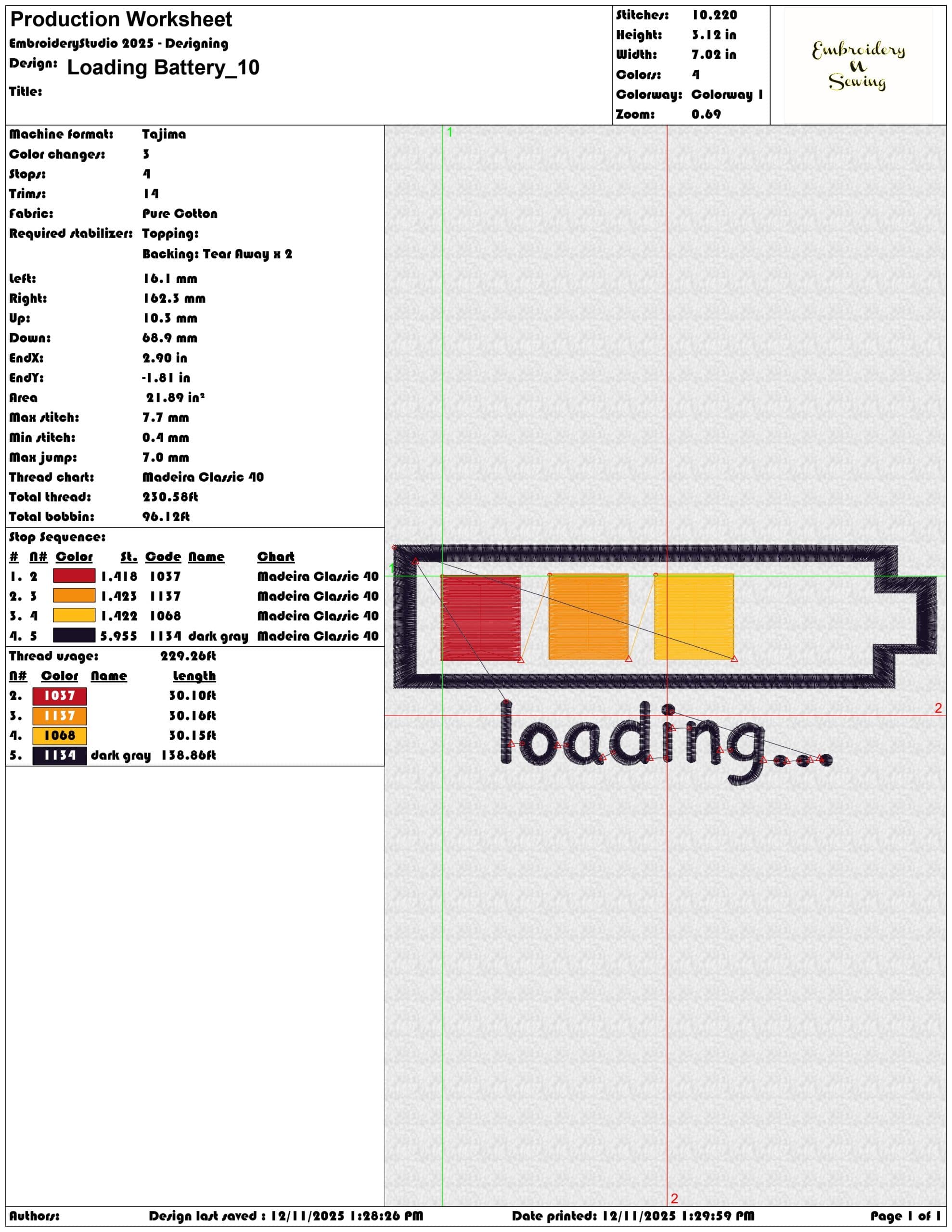 Loading Battery- Elegant embroidery design file - instant download — view 3