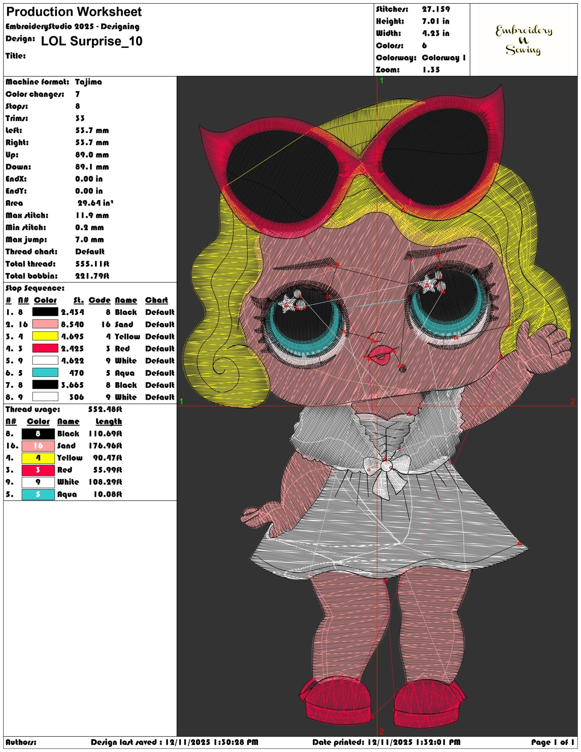 LOL Surprise- Elegant embroidery design file - instant download — view 3