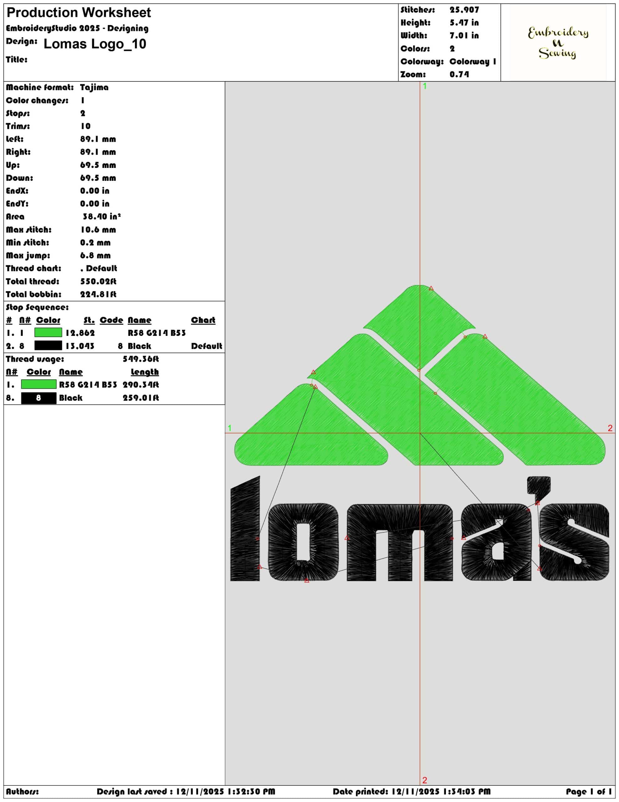 Lomas Logo- Elegant embroidery design file - instant download — view 3