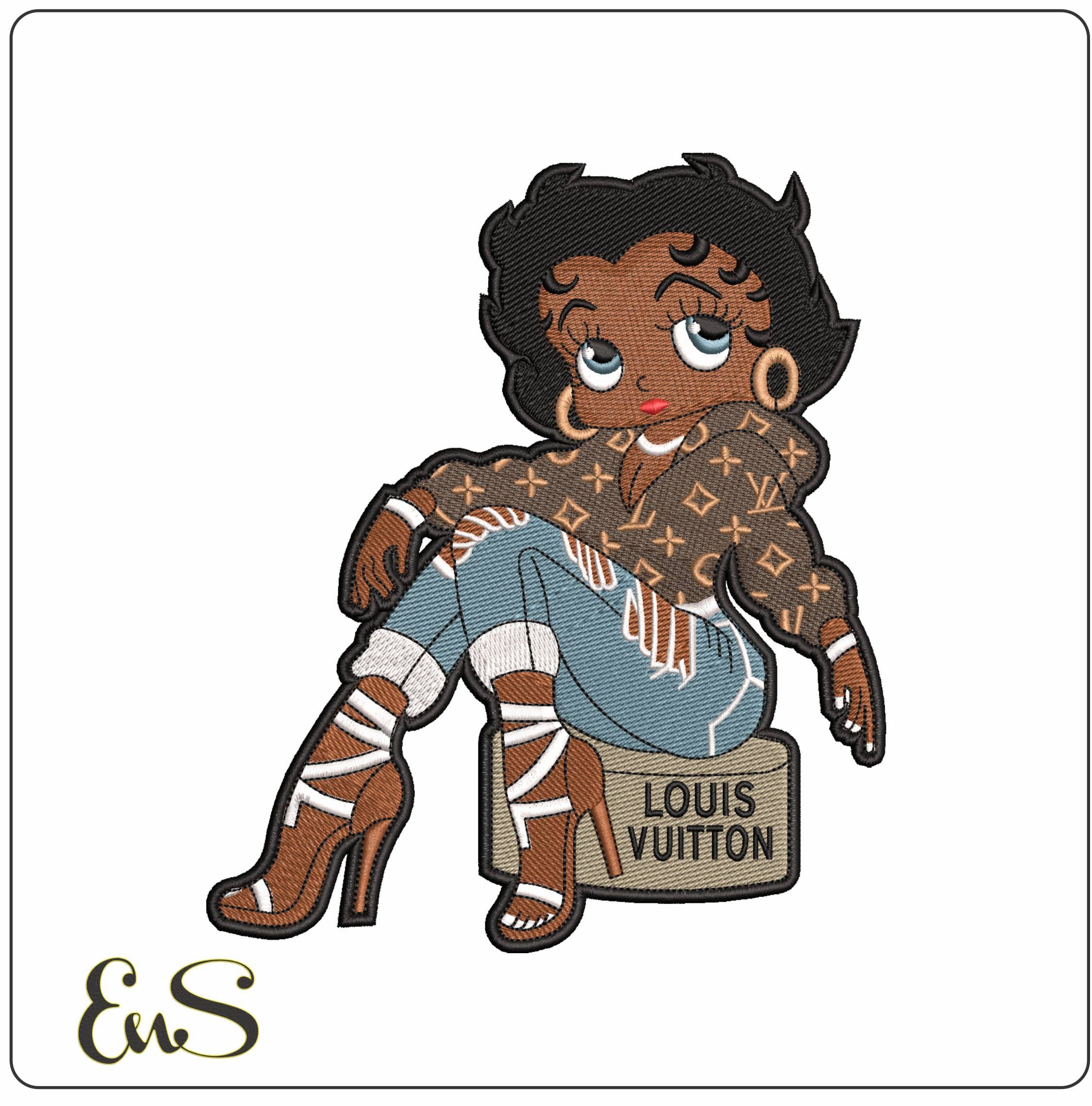 Louis Vuitton Betty Boo- Elegant embroidery design file - instant download