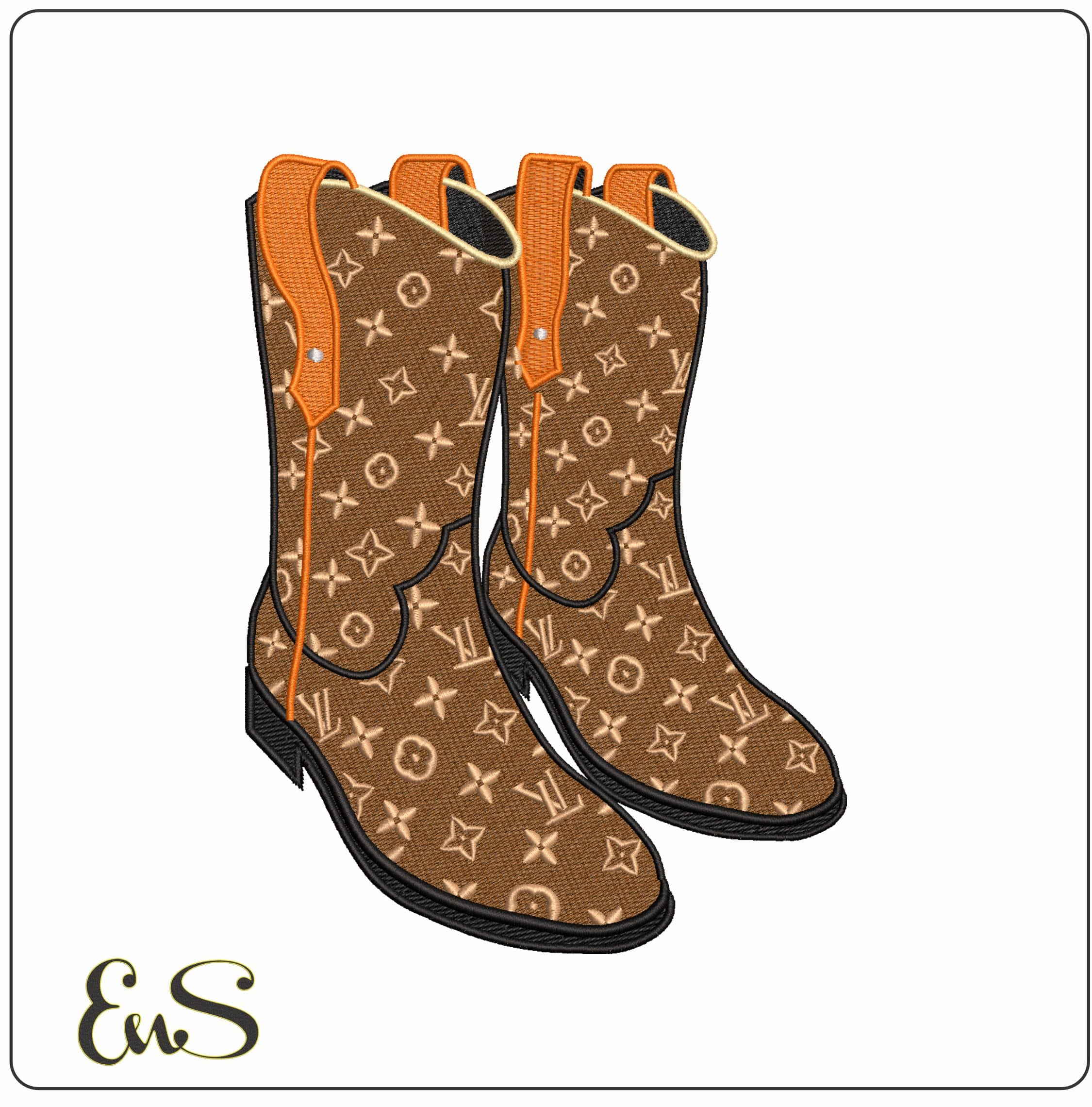 Louis Vuitton Boots- Elegant embroidery design file - instant download