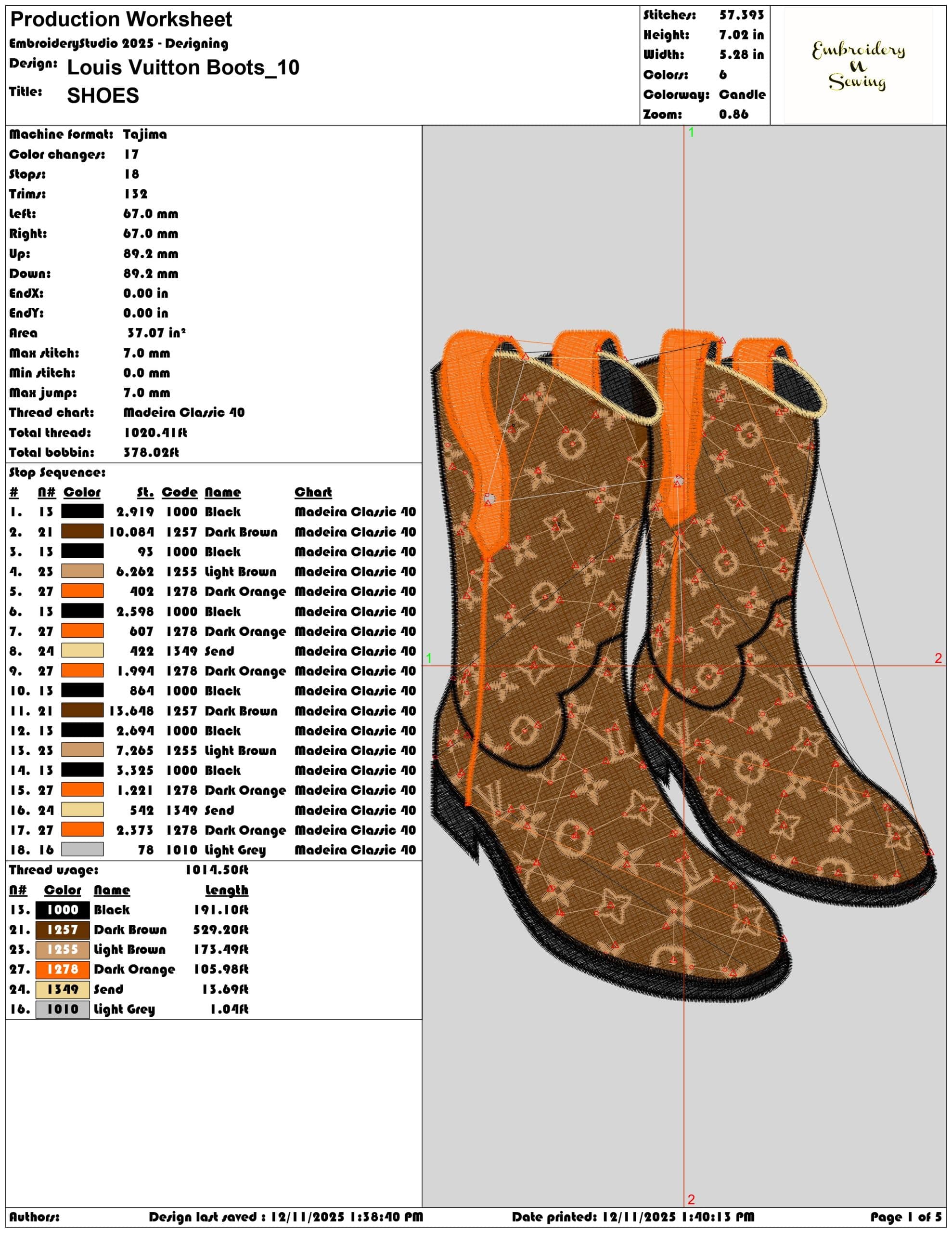 Louis Vuitton Boots- Elegant embroidery design file - instant download — view 3