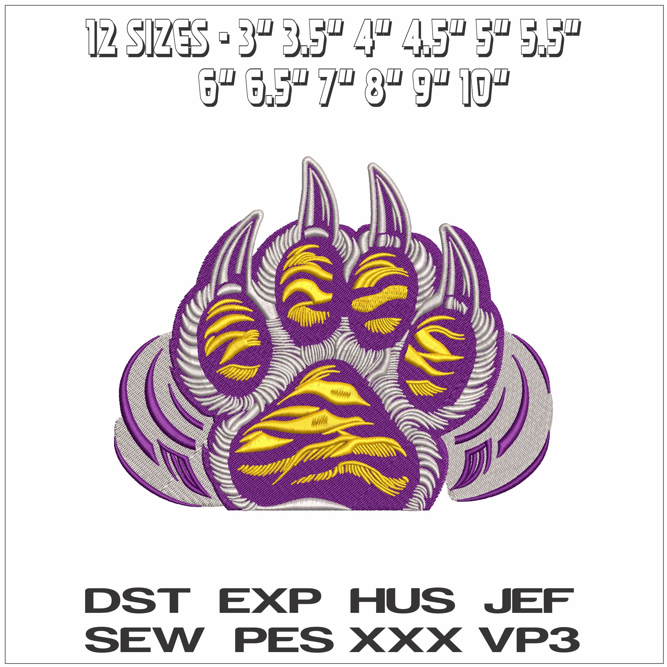LSU Tiger Paw Print- Elegant embroidery design file - instant download — view 2