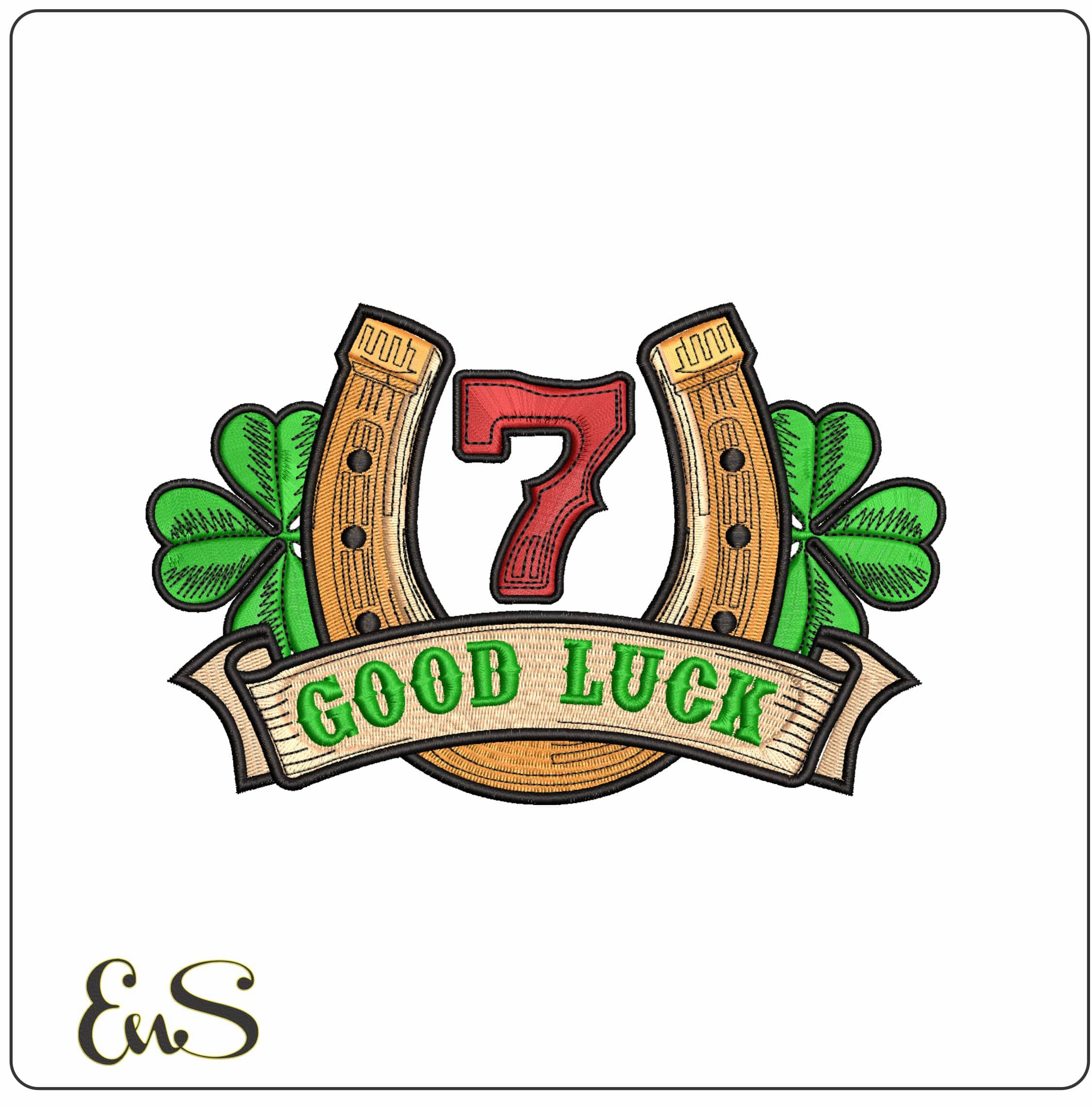 Lucky 7 Horseshoe- Elegant embroidery design file - instant download