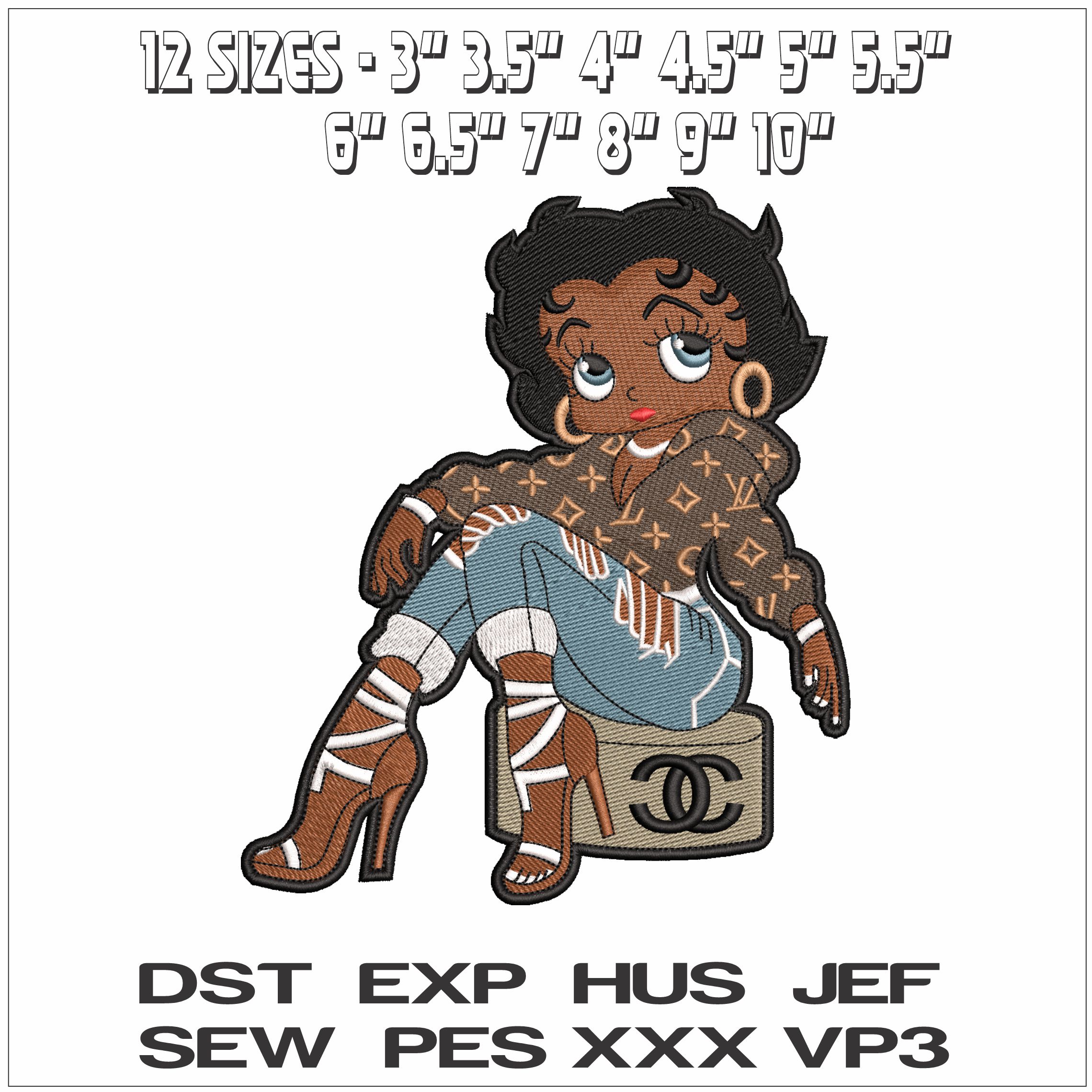 LV and Chanel Betty Boo- Elegant embroidery design file - instant download — view 2