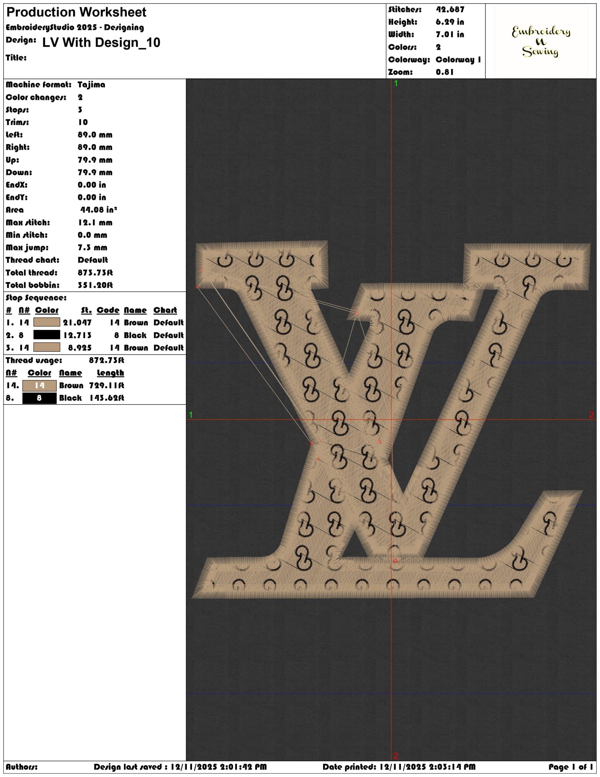 LV With Design- Elegant embroidery design file - instant download — view 3