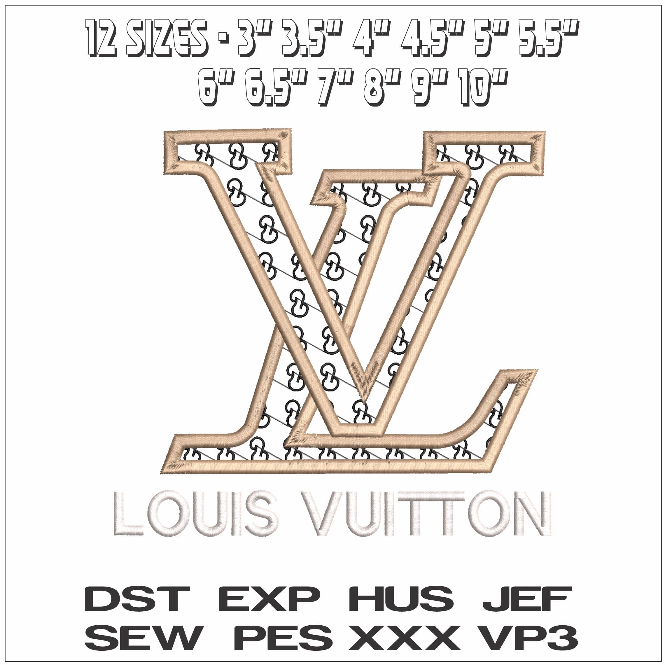 LV With Design Outline- Elegant embroidery design file - instant download — view 2