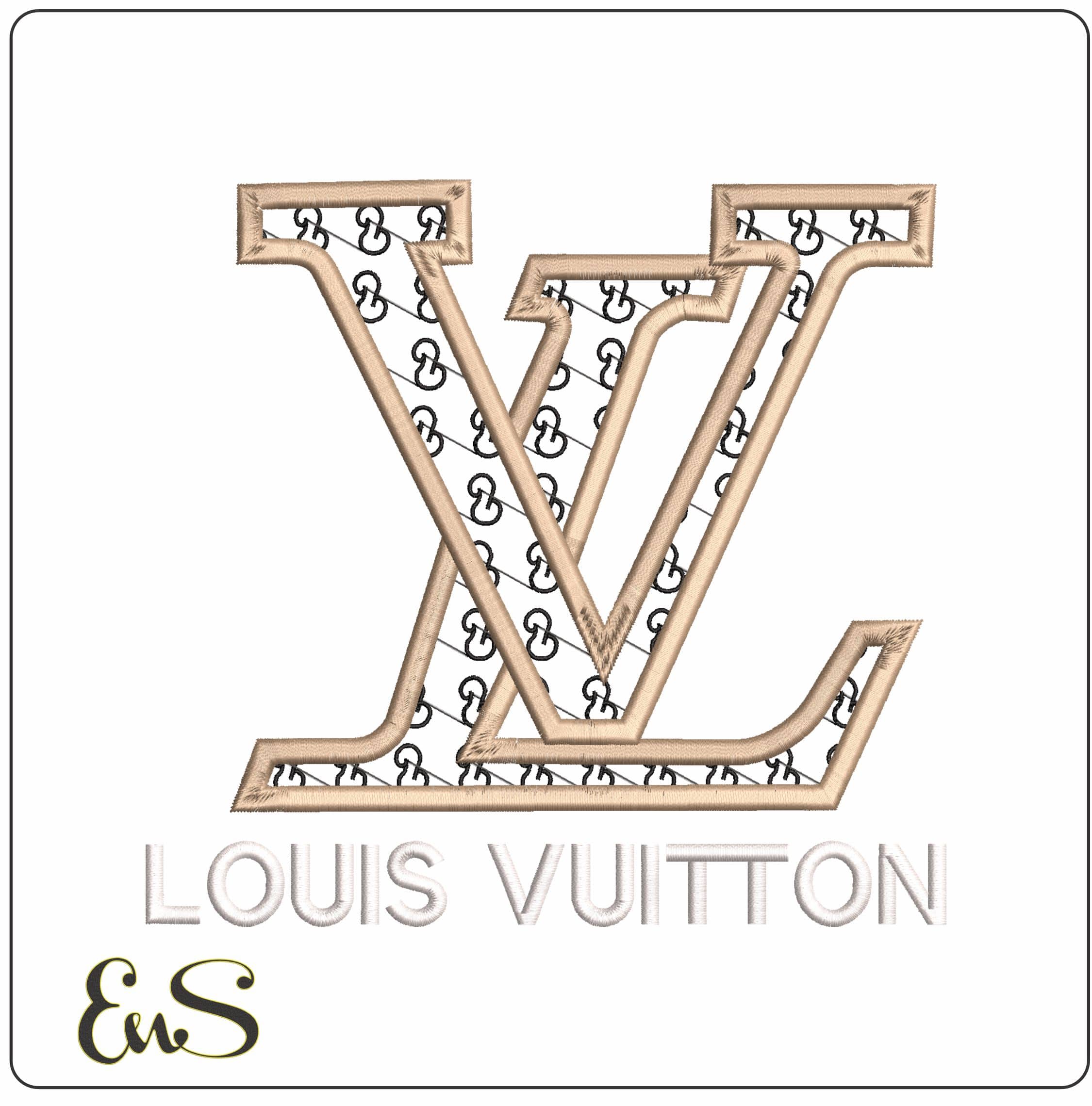 LV With Design Outline- Elegant embroidery design file - instant download