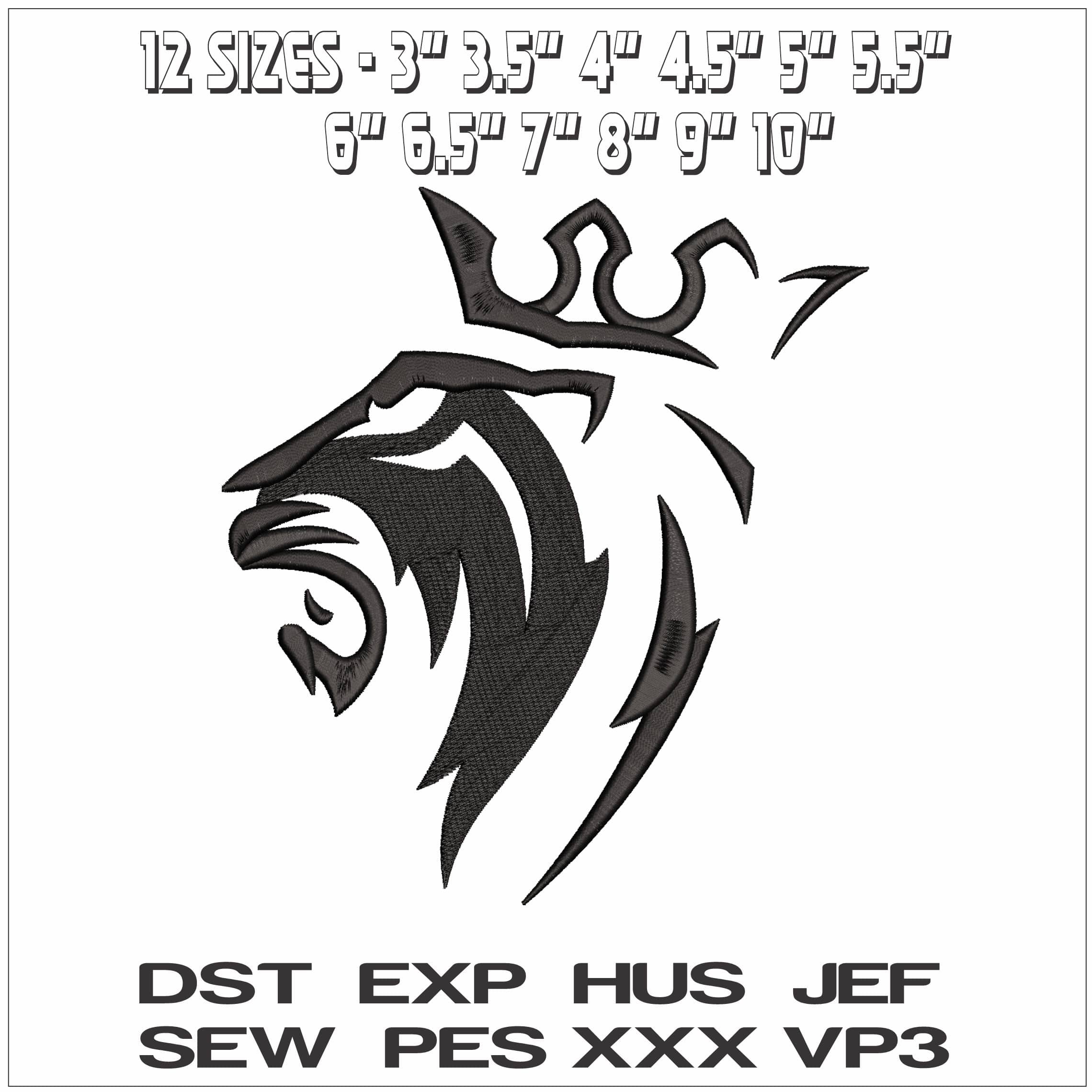 M Studio Lion Head Only- Elegant embroidery design file - instant download — view 2