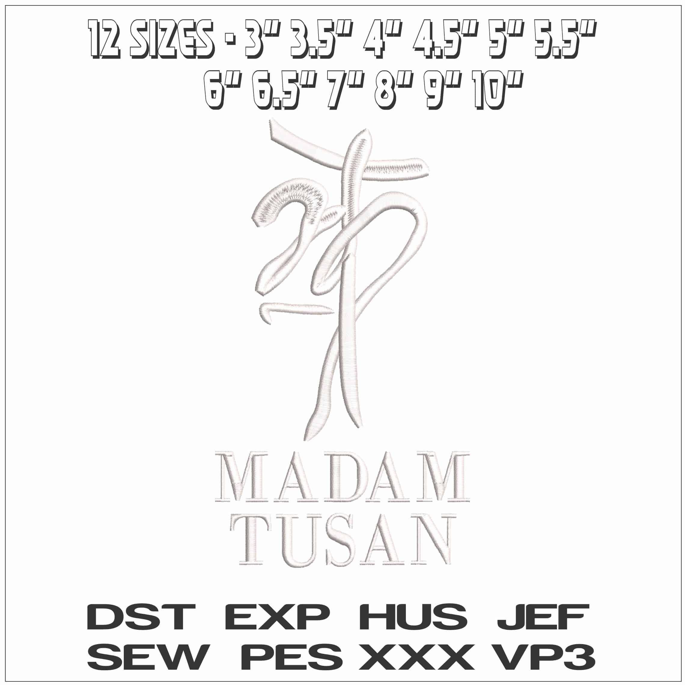Madam Tusan Logo- Elegant embroidery design file - instant download — view 2