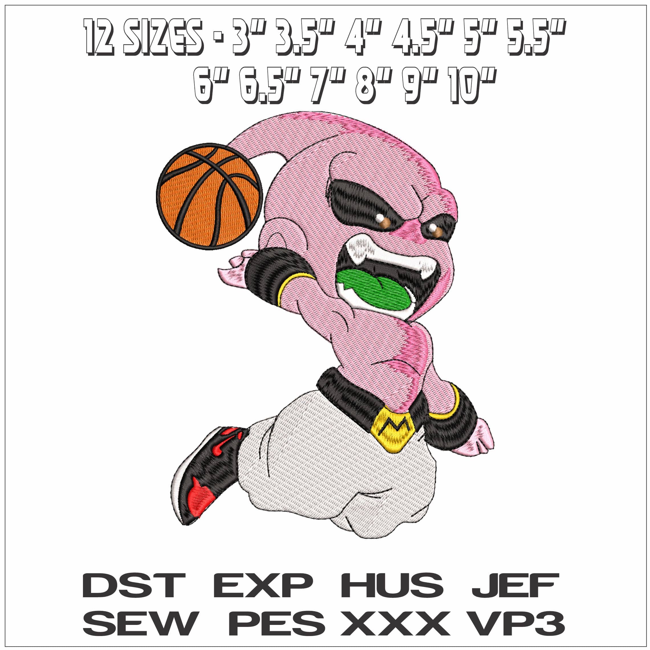 Majin Buu Basketball Dunk Dragon Ballz Anime- Elegant embroidery design file - instant download — view 2