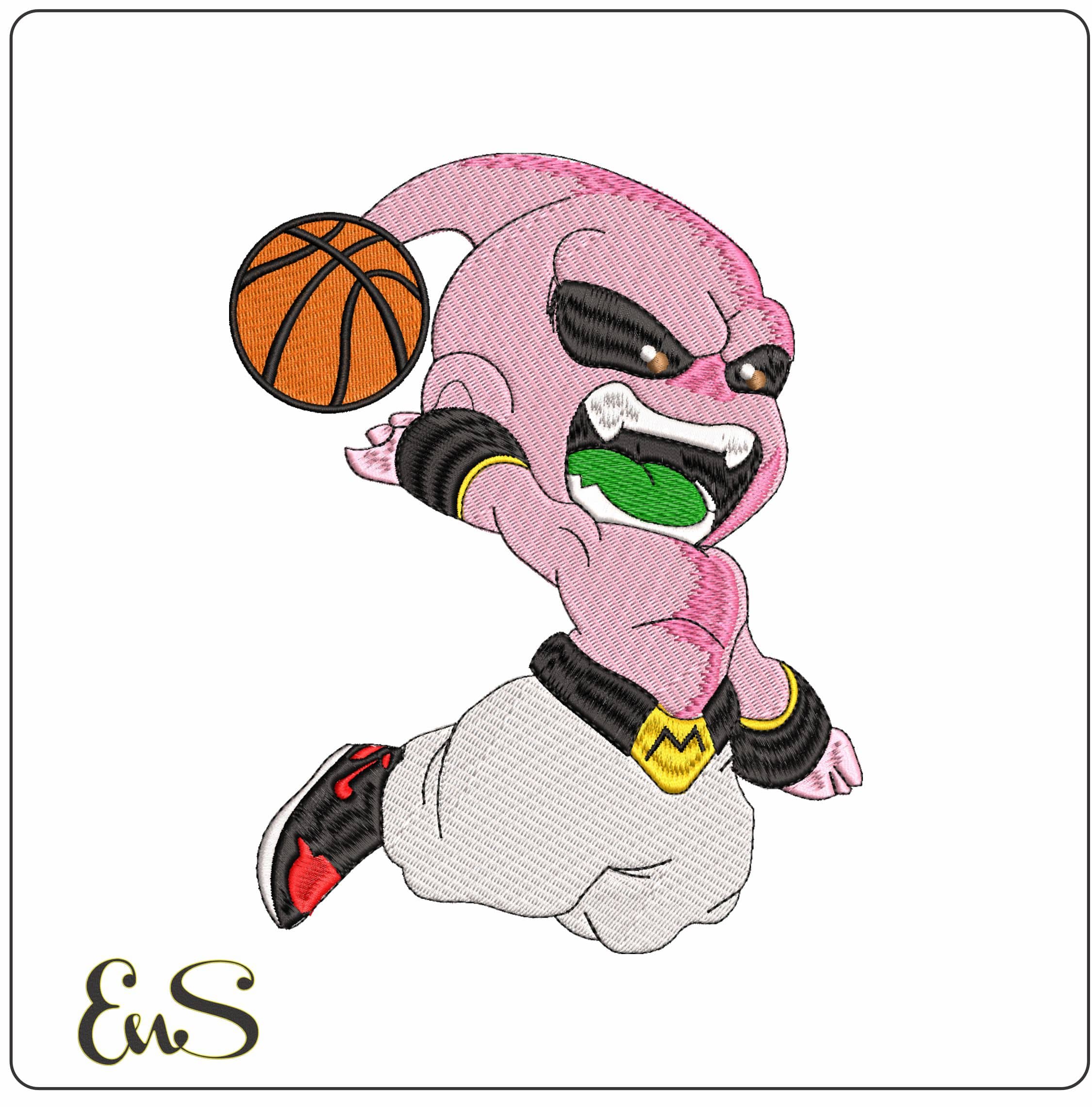 Majin Buu Basketball Dunk Dragon Ballz Anime- Elegant embroidery design file - instant download
