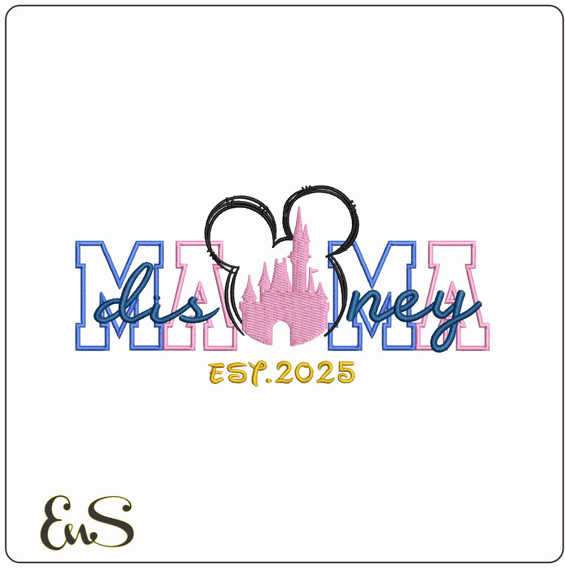 Mama Disney with Castle- Elegant embroidery design file - instant download