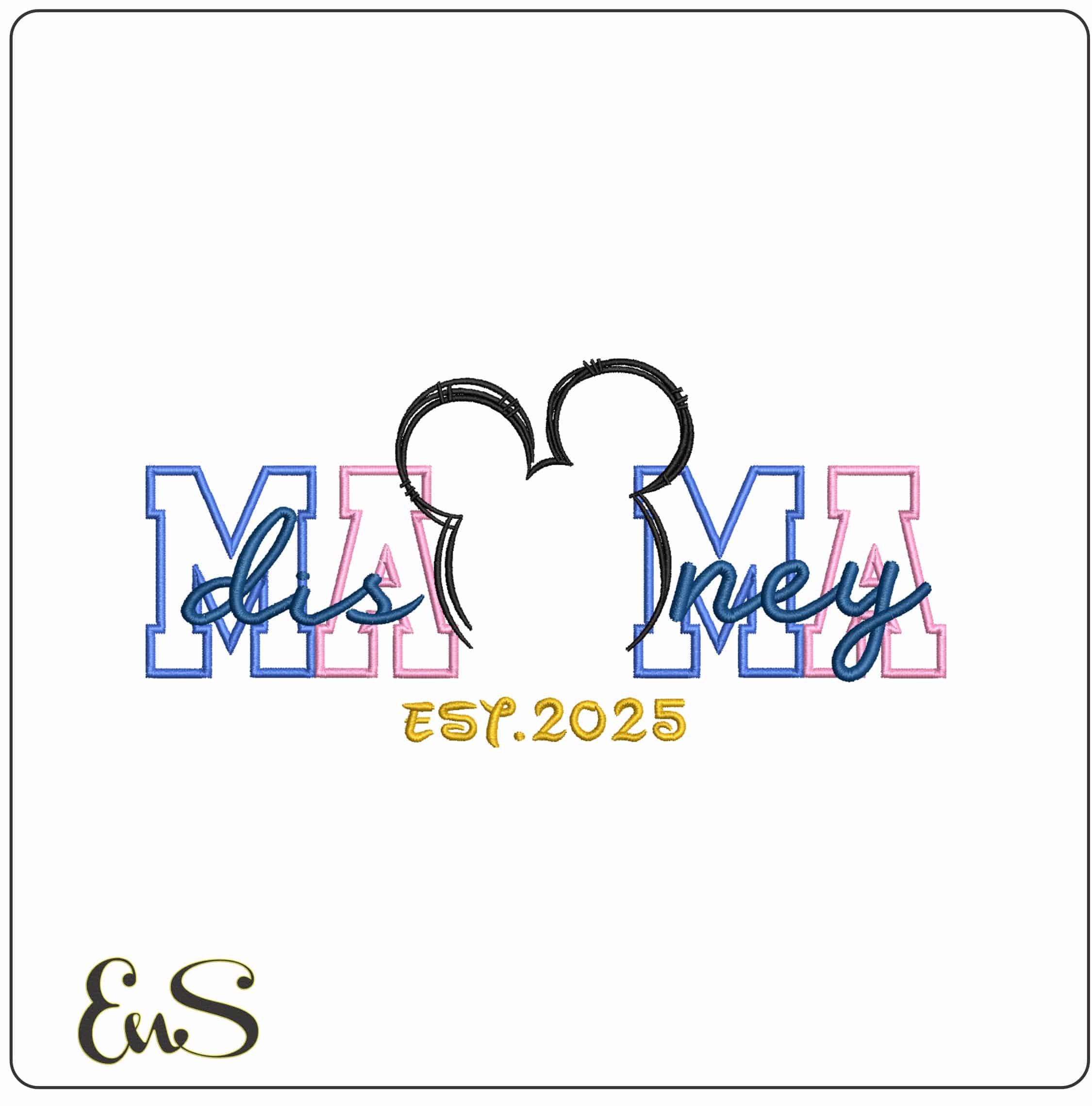 Mama Disney with Mickey Mouse- Elegant embroidery design file - instant download