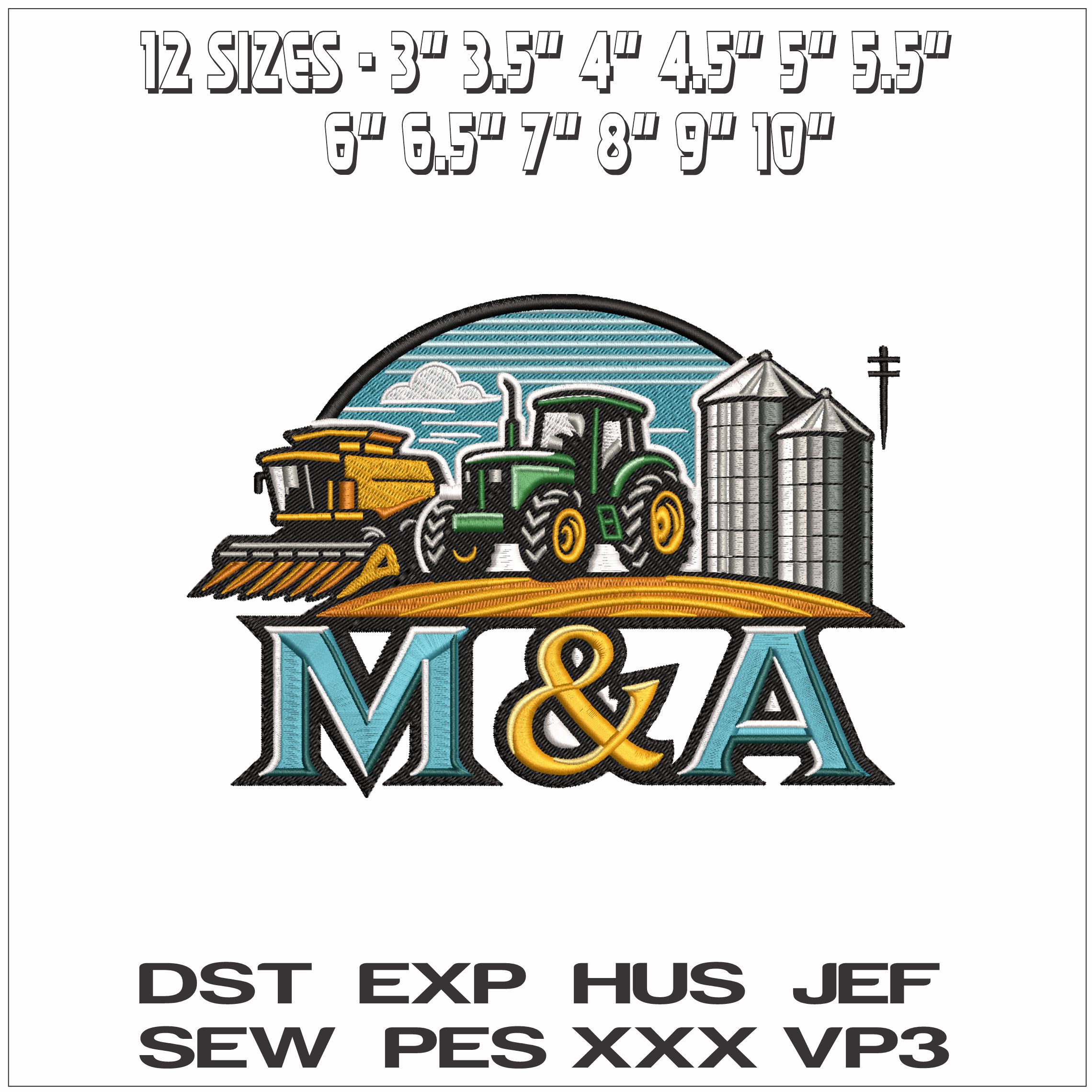 MandA Farming- Elegant embroidery design file - instant download — view 2