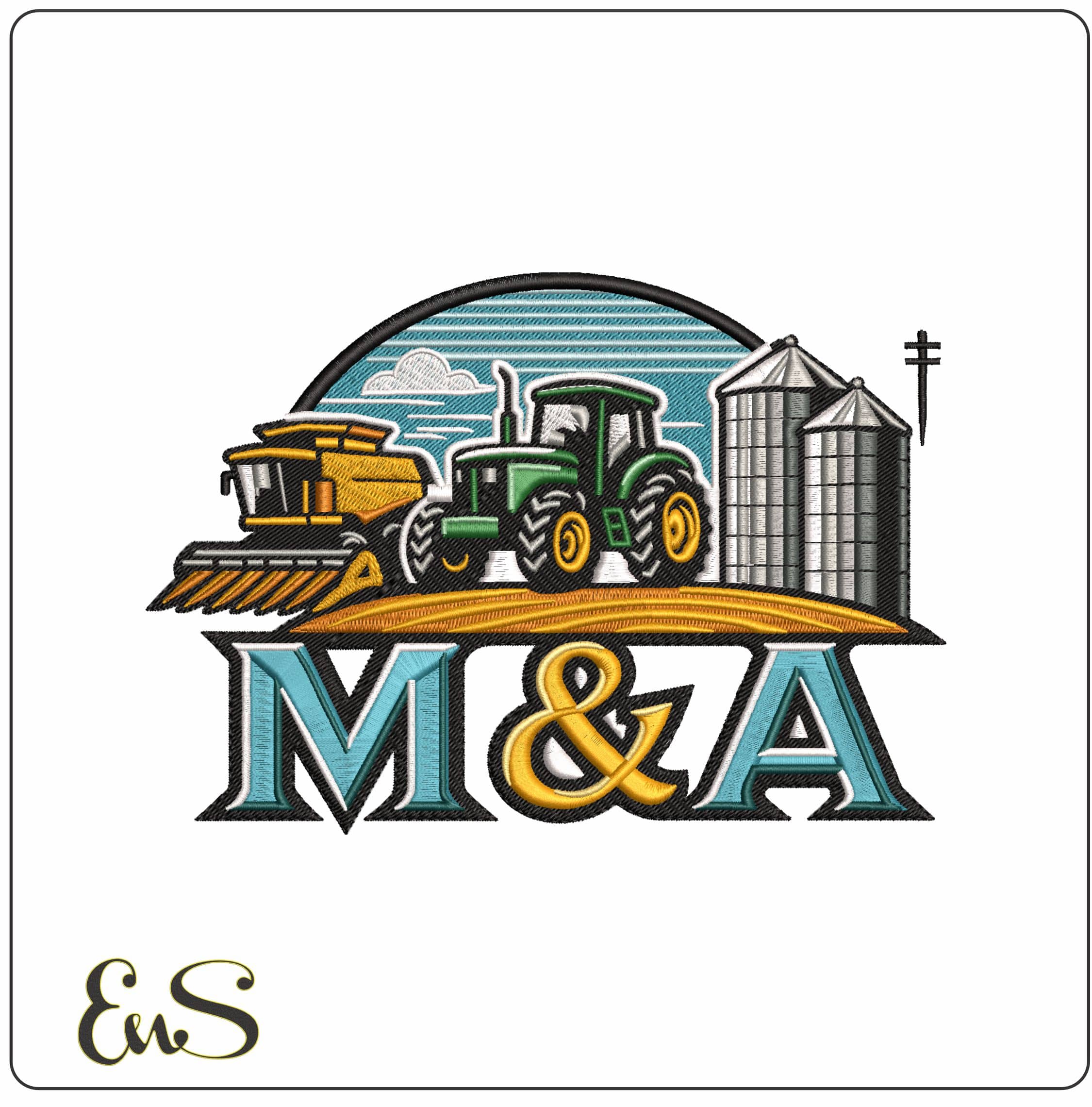 MandA Farming- Elegant embroidery design file - instant download