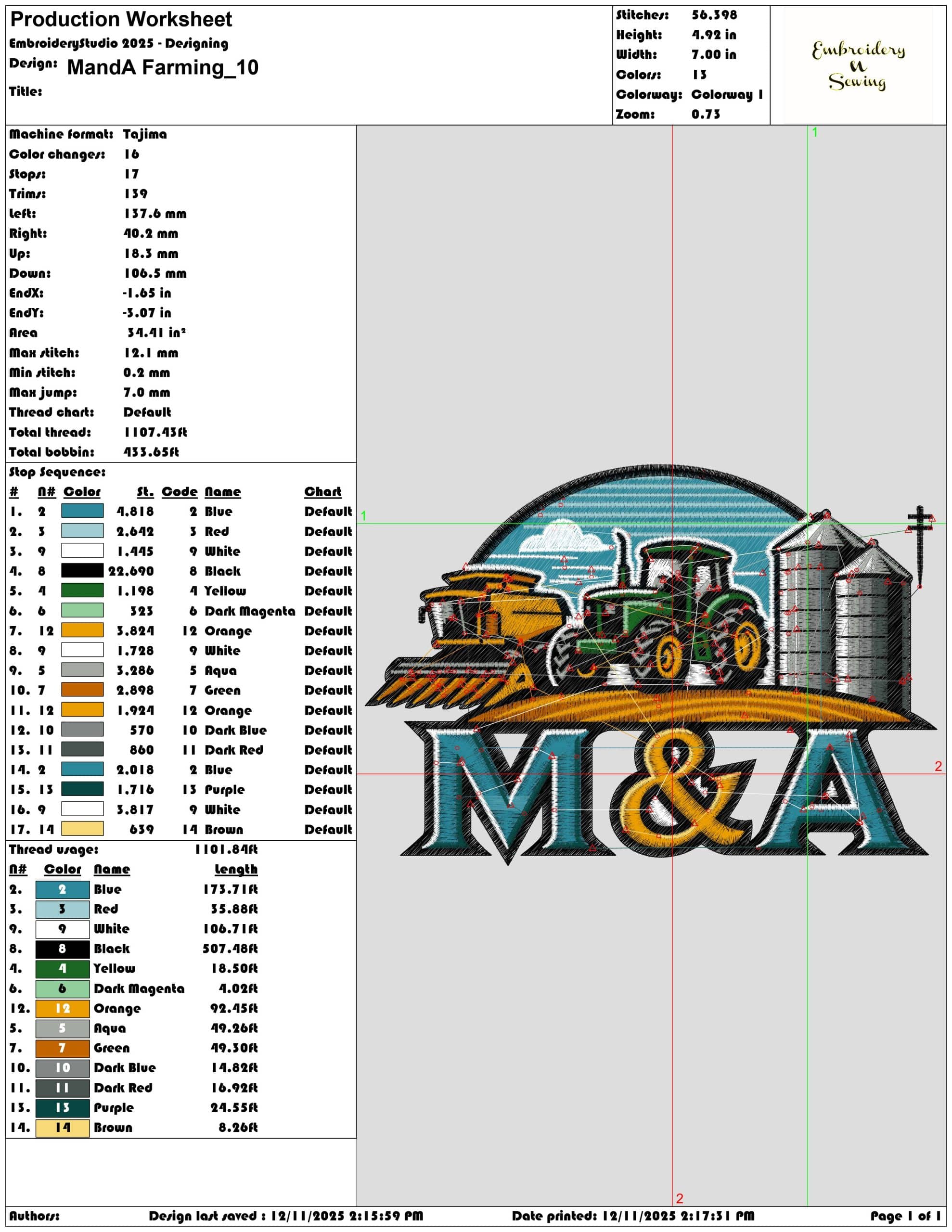 MandA Farming- Elegant embroidery design file - instant download — view 3