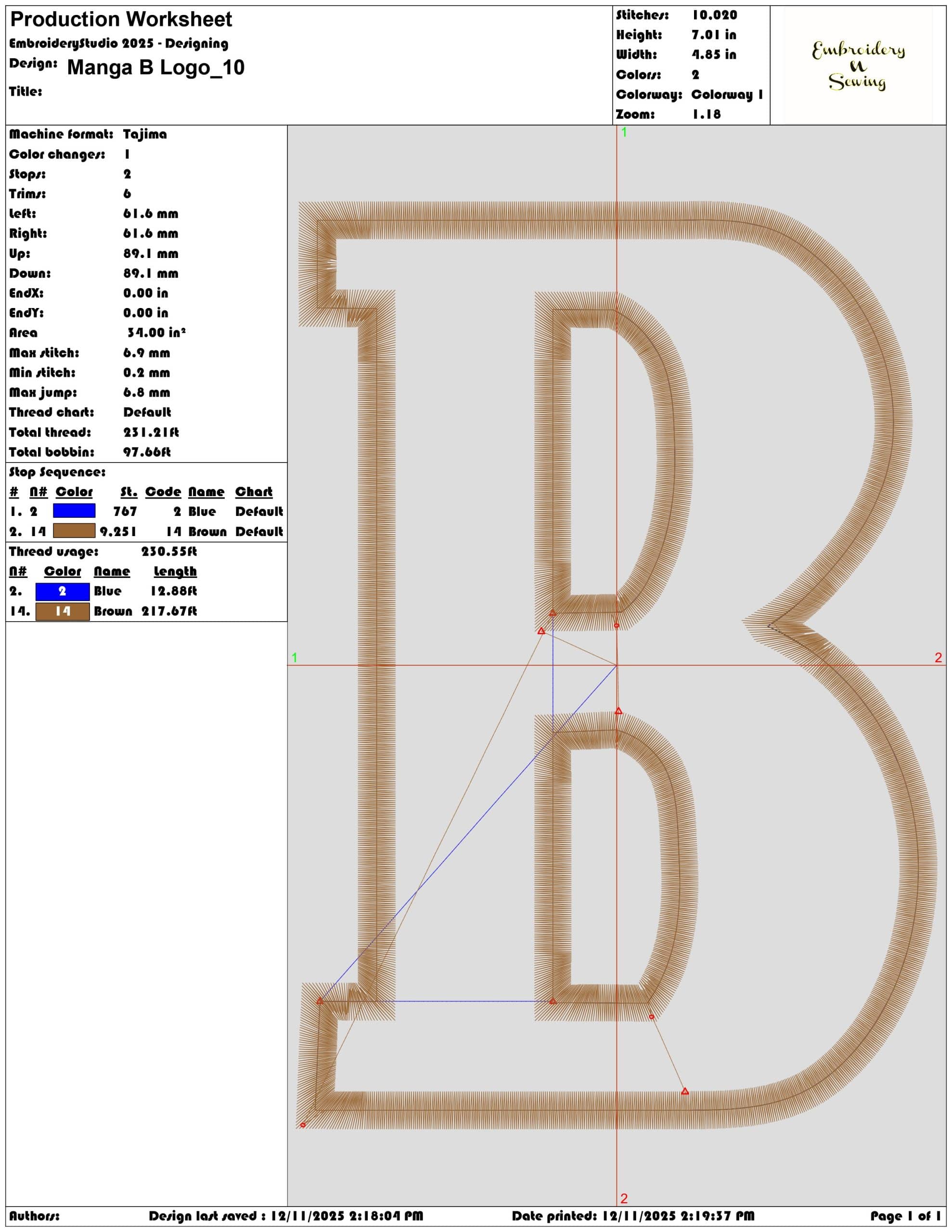 Manga B Logo- Elegant embroidery design file - instant download — view 3