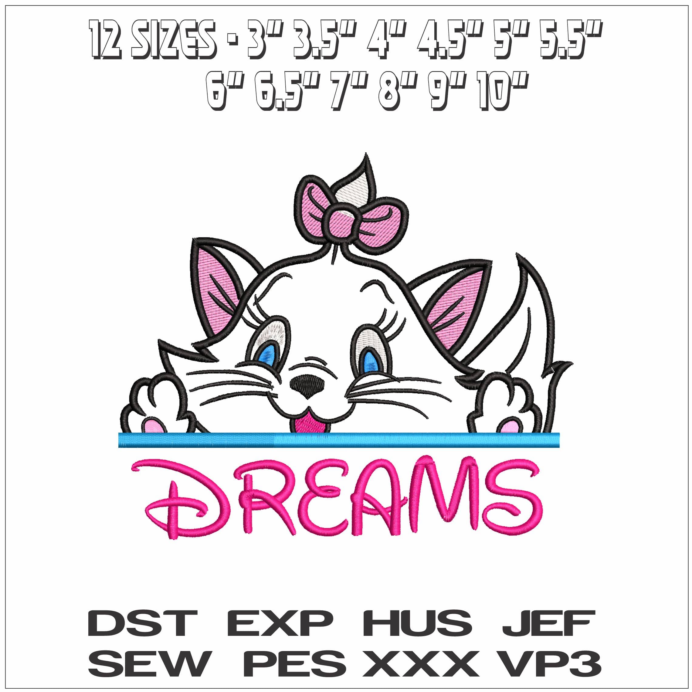 Marie Dreams Aristocats Cartoon- Elegant embroidery design file - instant download — view 2