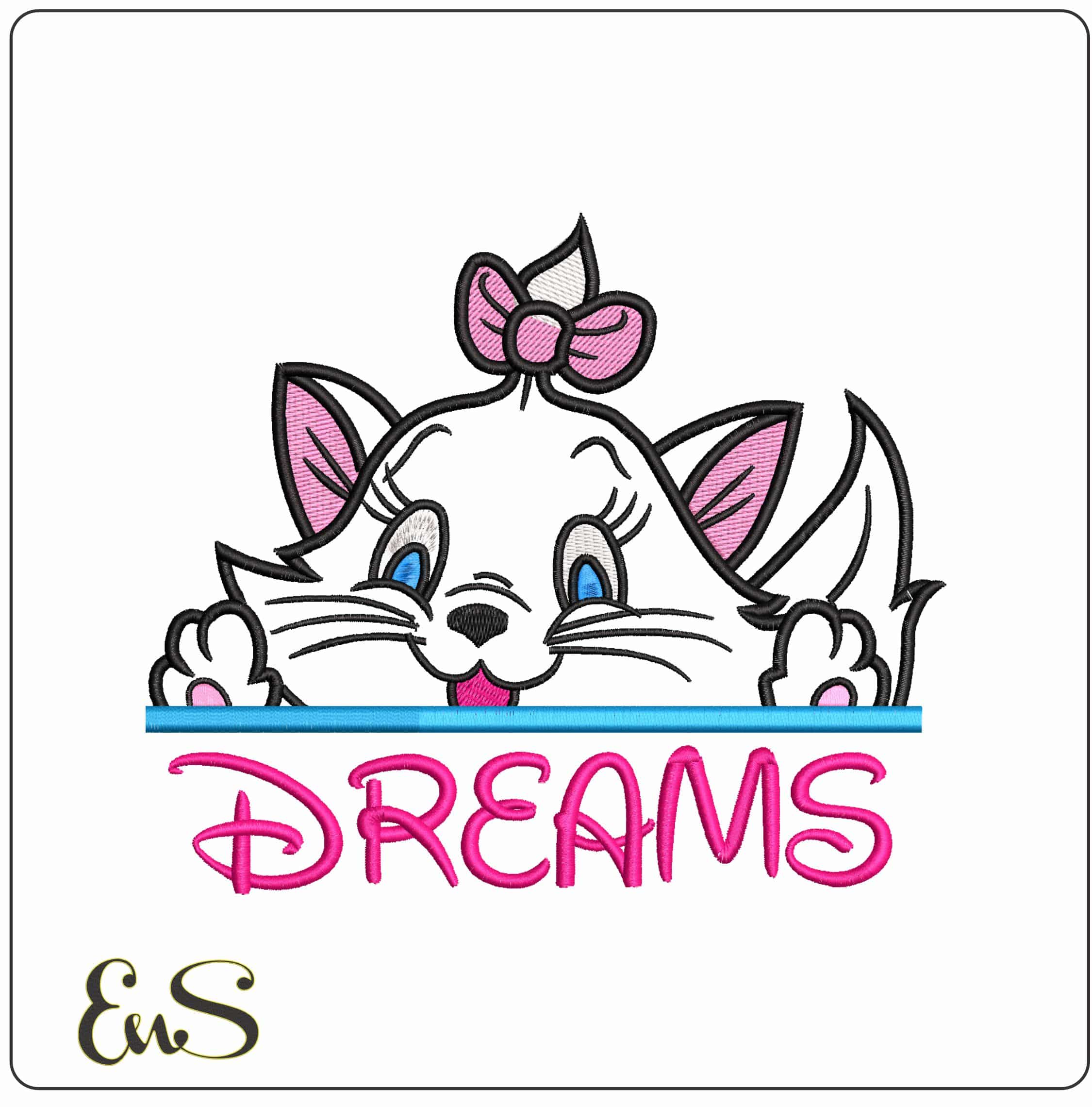 Marie Dreams Aristocats Cartoon- Elegant embroidery design file - instant download