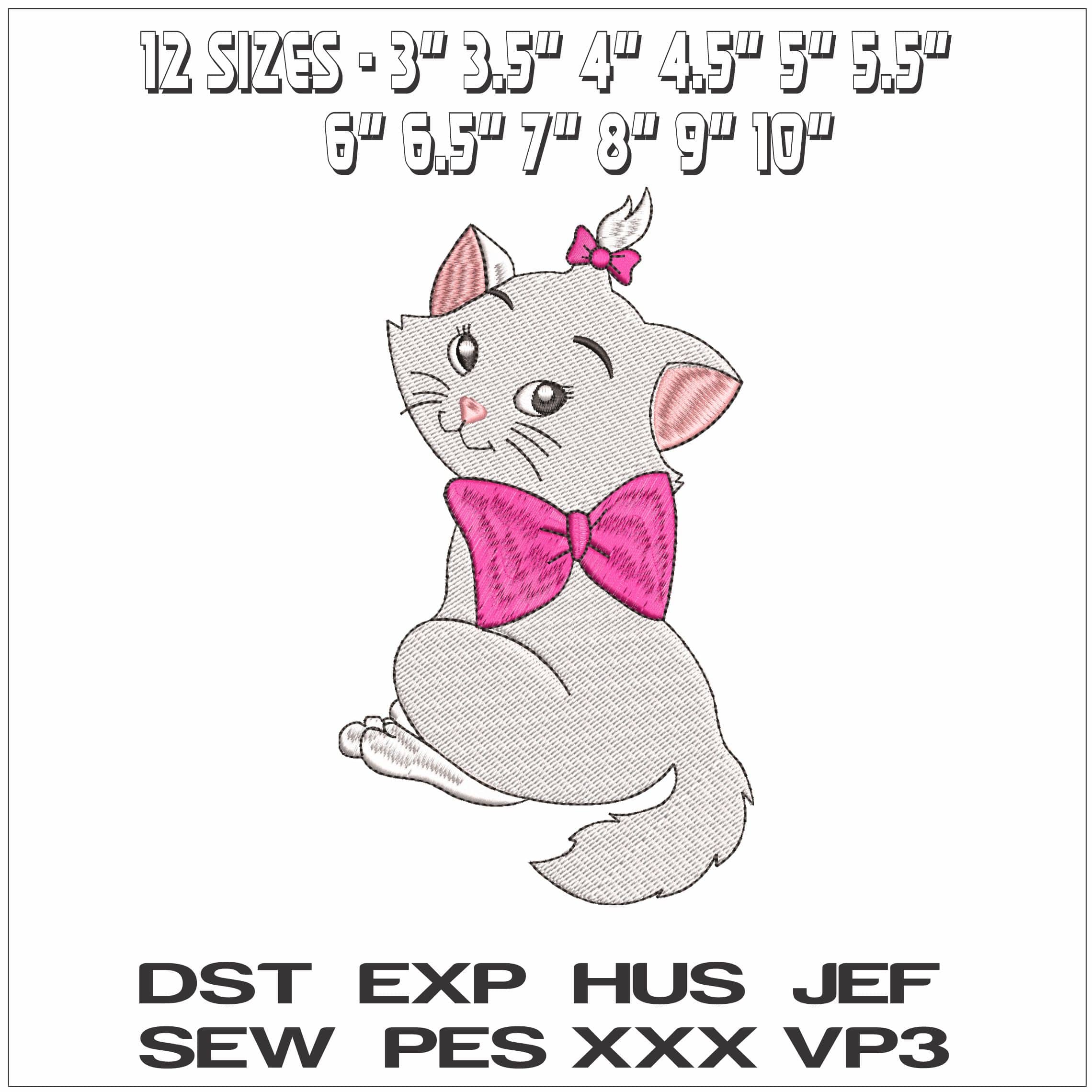 Marie Kitten Aristocats- Elegant embroidery design file - instant download — view 2